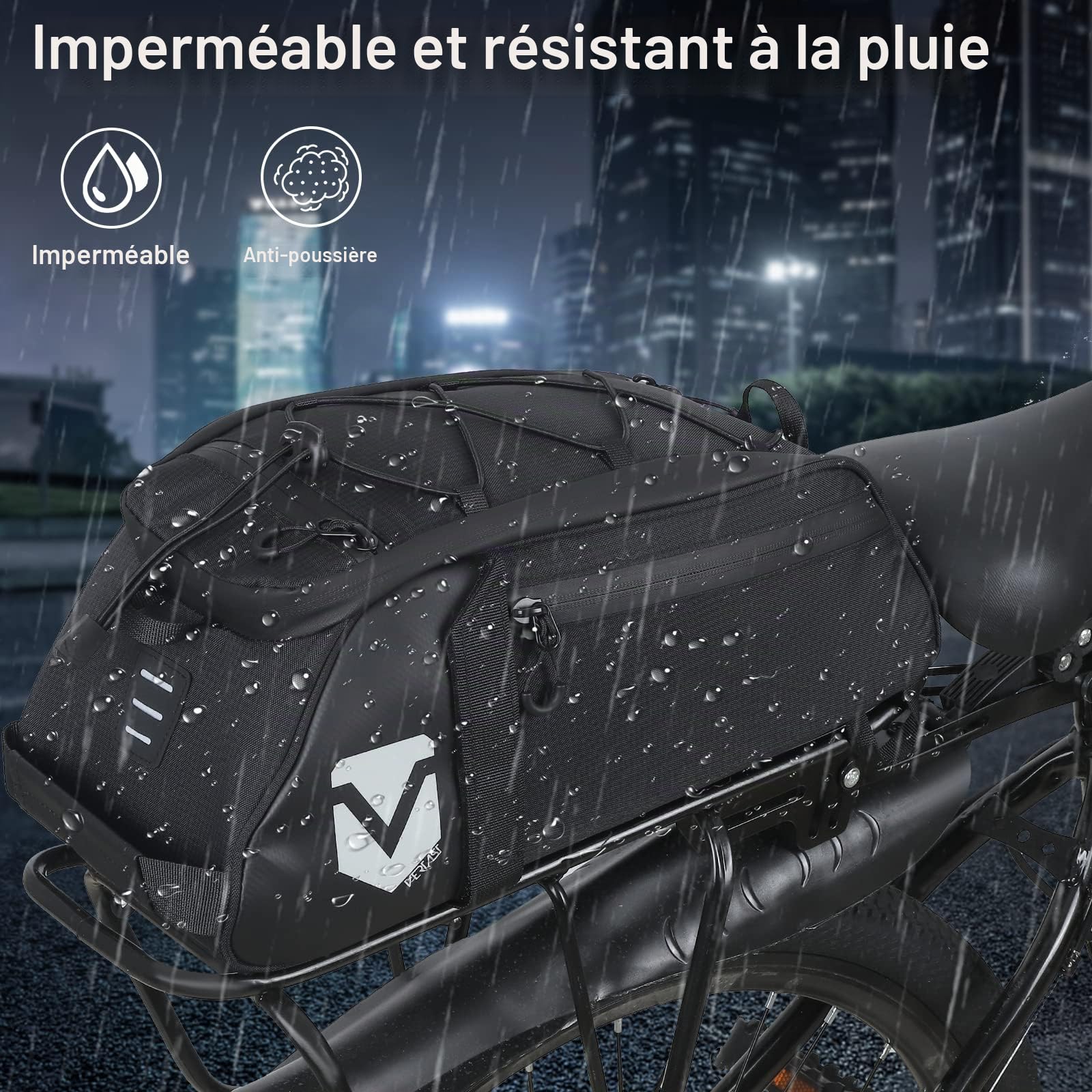 Sac de Porte-Bagages Sacoche de Coffre de vélo Sac à Dos à bandoulière Arrière de Vélo Sac de Siège de Porte-vélos Sacoche de Vélo pour Porte-Bagages Étanche, noir5