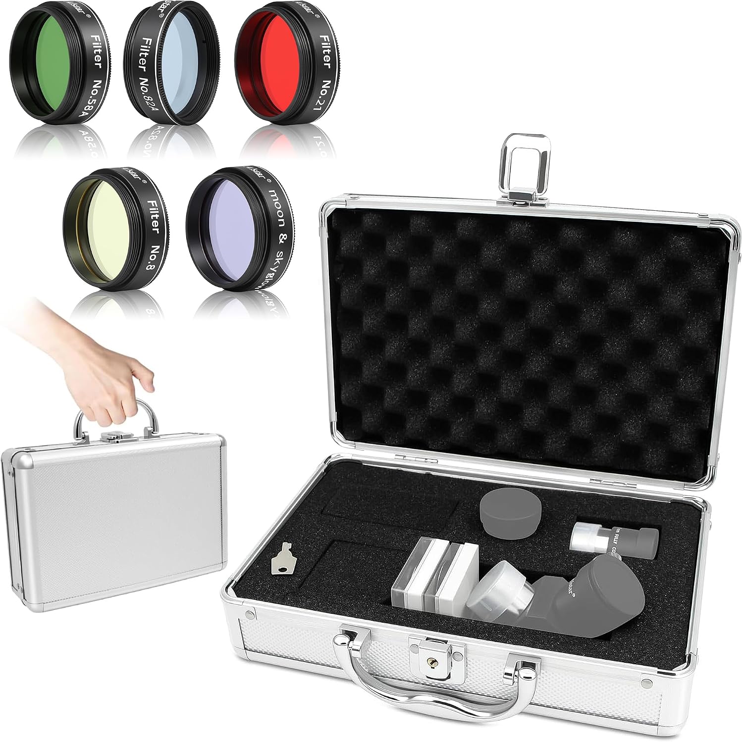 Alstar 5Pcs 1.25" Telescope Filters Kit - Bundle with - Telescope Eyepiece & Filter Accessory Case
