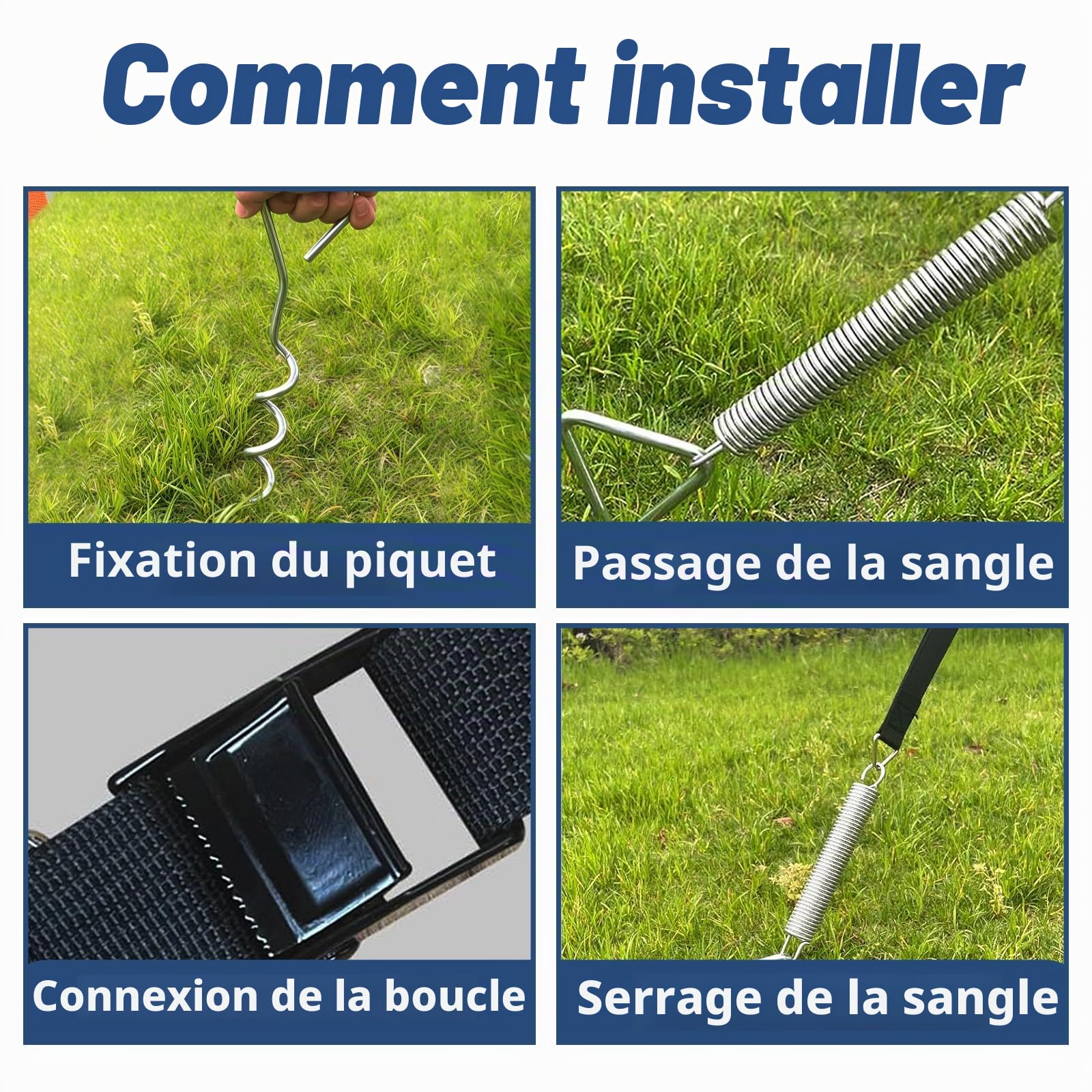 Sangle Anti Tempête - Kit de Fixation Universel Auvent Tente avec Système de Ressorts pour Camping Car Caravane Tente et Store Banne Profitez du Camping en Toute Sérénité | sangles, ressorts, clous de tente en spirale, accessoires de fixation solides et r