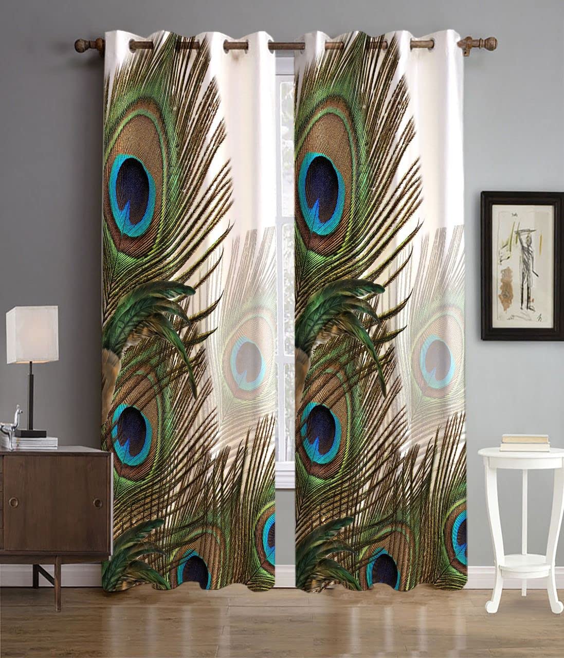 UNNAK Digital Printed Curtain Drapes for Window 5Ft 1 Piece | 3D Themed Polyester Curtains for Home Decor | Eyelet Grommet Panels for Living Room Balcony Bedroom, 4 x 5 Feet, Morpankh (B09RQQRNVL) Amazon Price History, Amazon Price Tracker