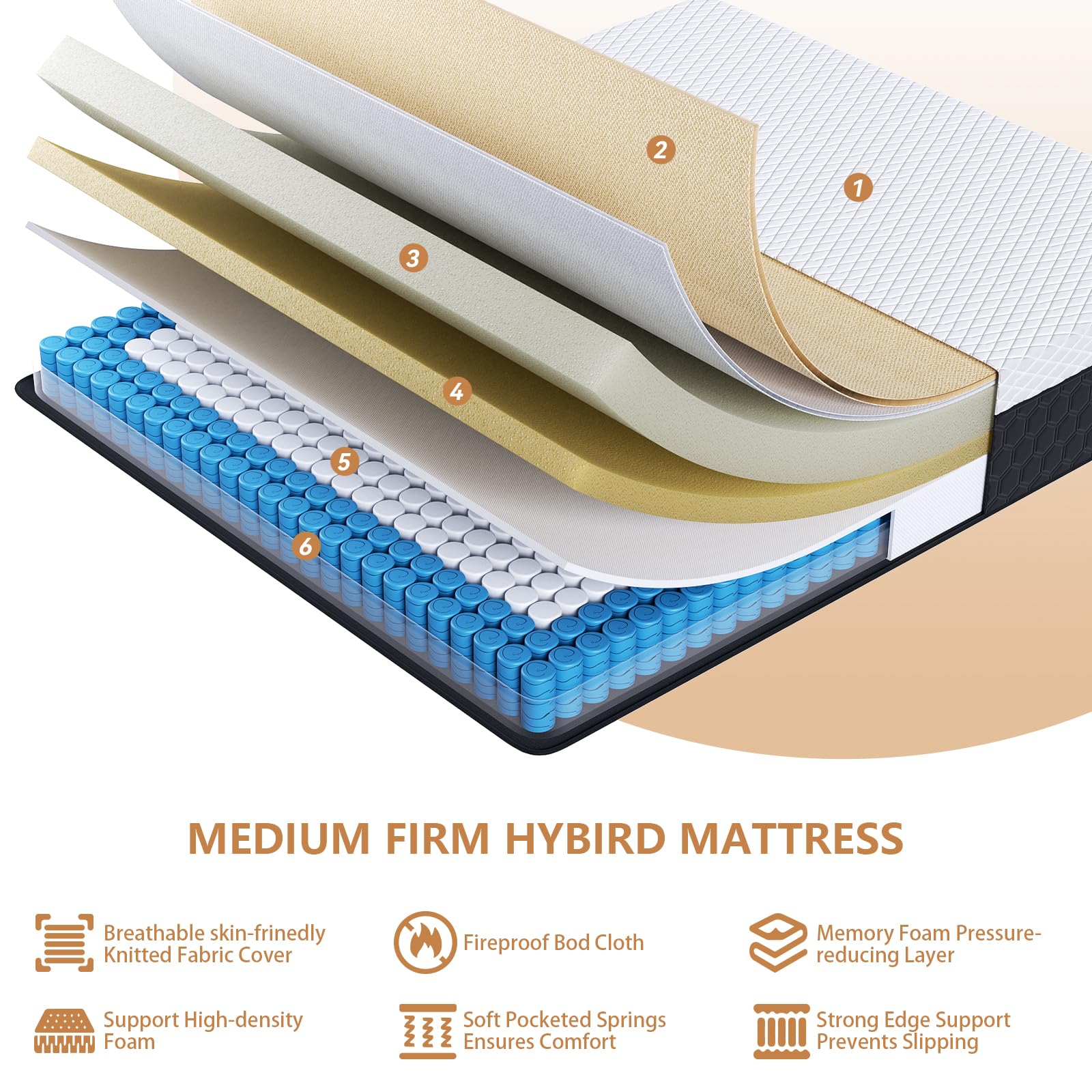 JEEKEA King Size Mattress 10 Inch Memory Foam Mattress King Size