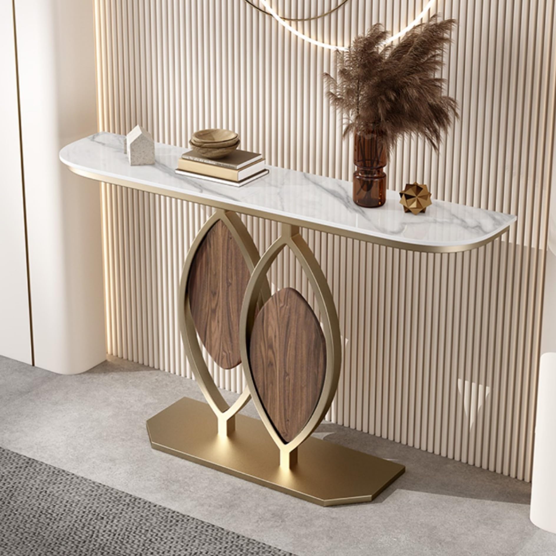 Mesa de sofá de metal con diseño estrecho para pasillo y entrada 1