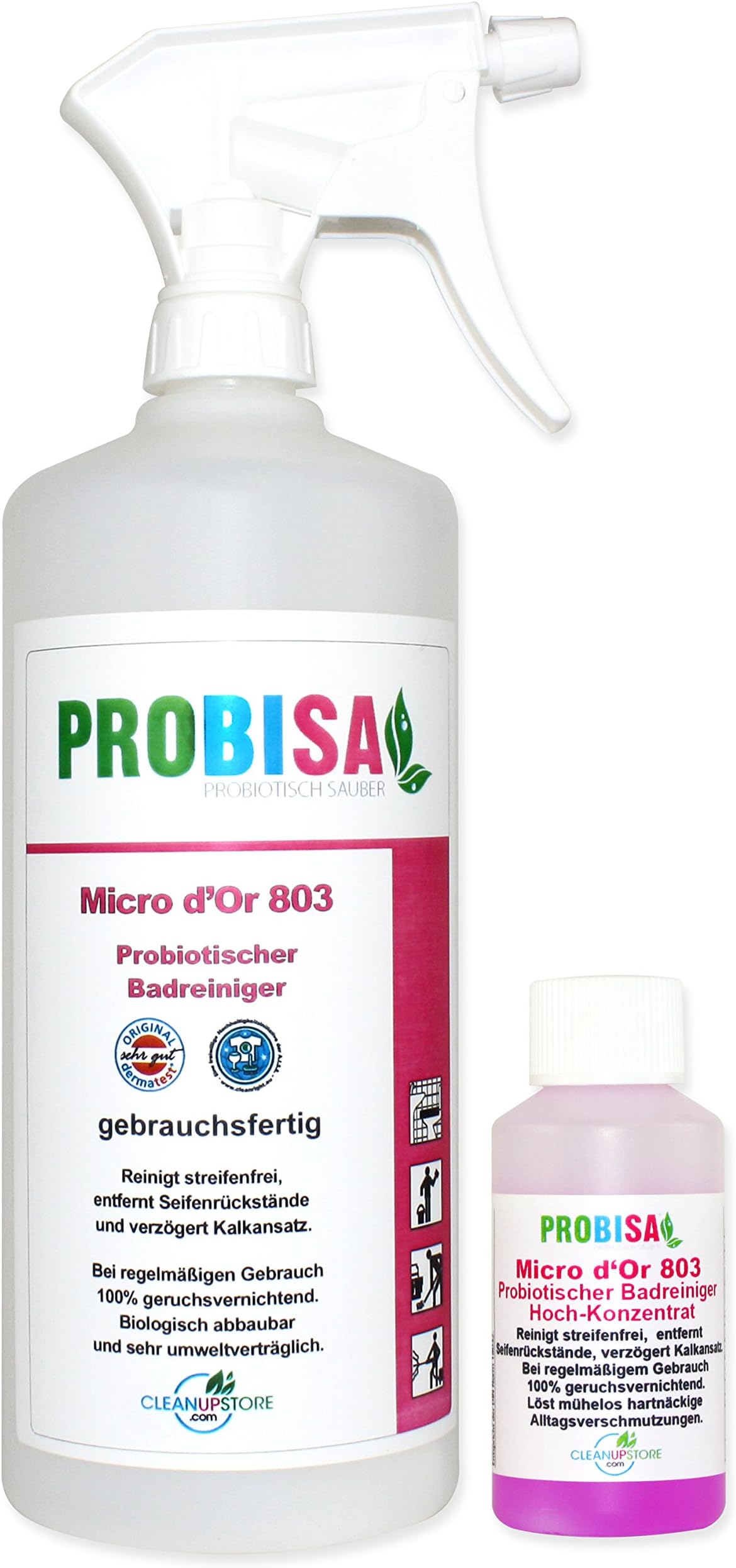 Premium Micro d'Or 803 Organic Bathroom Cleaner By PROBISA - Probiotic Sanitary Toilet Cleaner & Odour Neutralizer Spray - Professional Strength - Dermatologically Tested - 1-2L Equivalent Concentrate