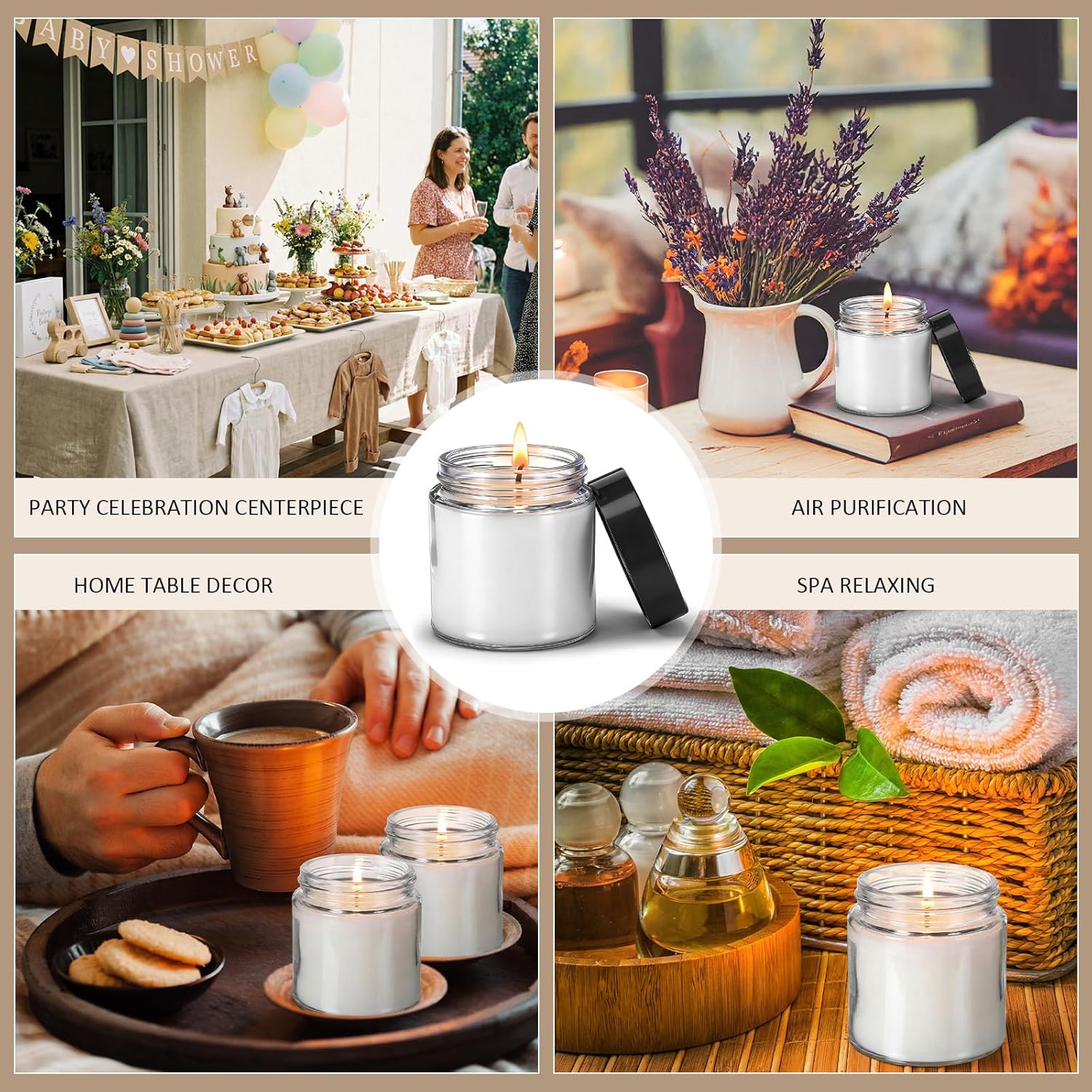 MTLEE 20 Pack 4oz Glass Candle Jars with Lids Round Empty Candle Container with Candles Making Kits Labels Gift Box Empty Canning Jars for Food Storage Spice Liquid