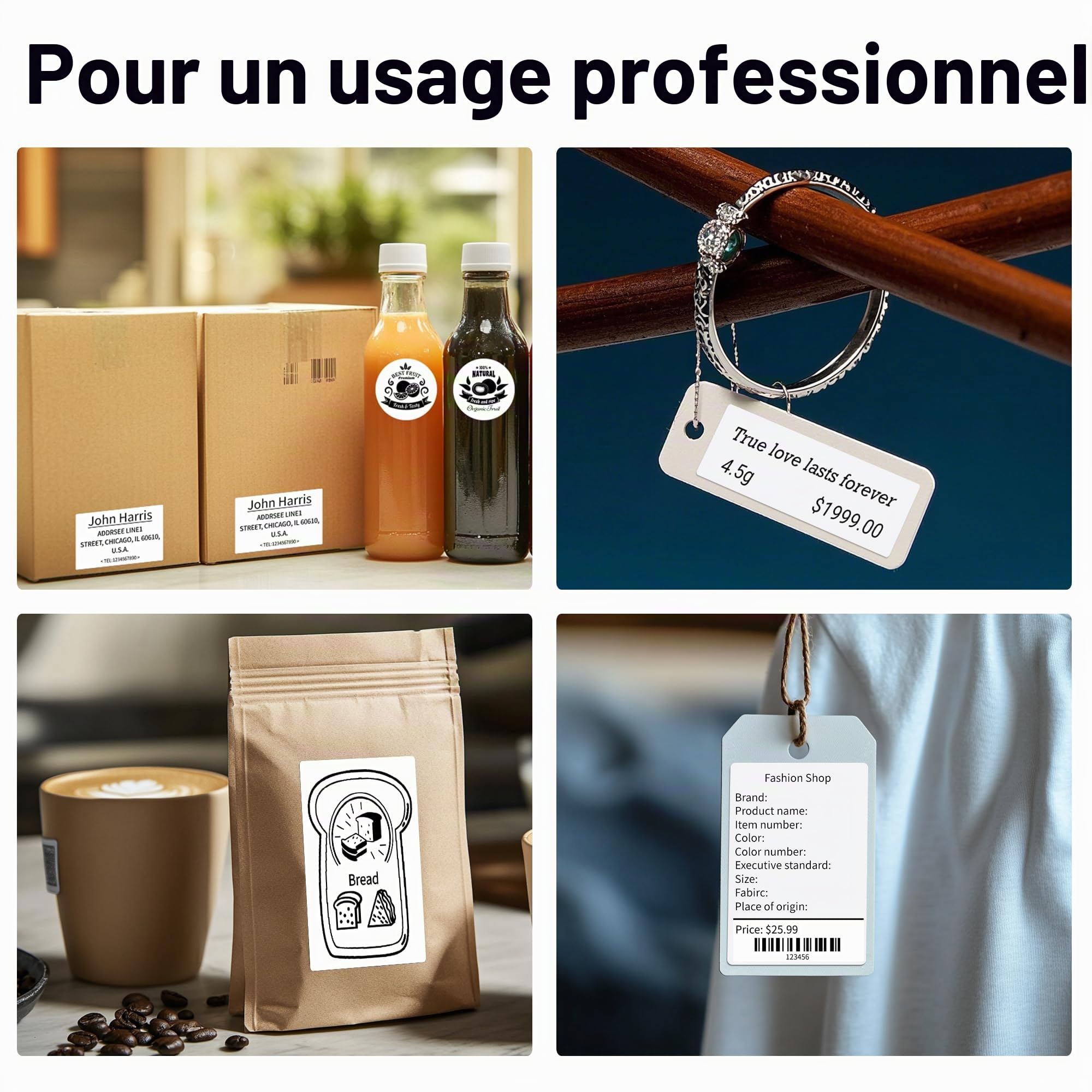 ORGBRO Z3 Etiqueteuse Imprimante Etiquette Autocollante Étiqueteuse Thermique et Codes-Barres pour Bijouterie, Supermarché, Petites Entreprises avec 1 Rouleau d'Étiquettes Blanches 50x30mm, Argent
