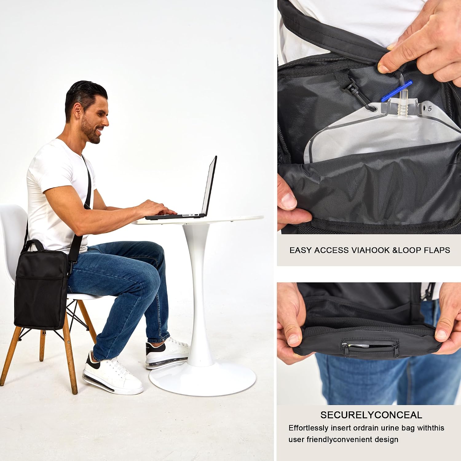 Catheter Bag Holder,with Urine Drainage Bag Holder & Adjustable Strap for Wheelchair w/Drain Tube Cover & Adjustable Strap, Foley Catheter Bag Covers, for Privacy & Dignity,Walker & Bed (Black-1) | Catheter Bag Holder Urine Drainage Bag Holder & Adjustable Strap