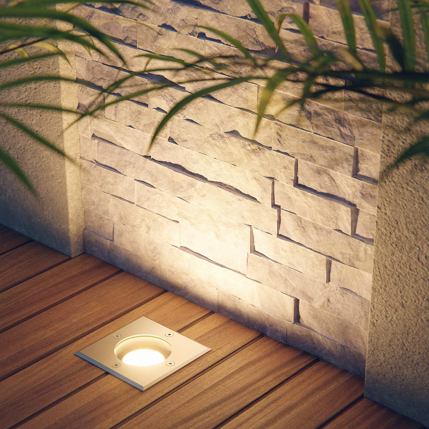 ledscom.de 3x Wpuszczana lampa podłogowa RELI do zastosowań zewnętrznych ze stali nierdzewnej kątowa IP67 z lampą LED 4.914W 340 450lm ciepła biel
