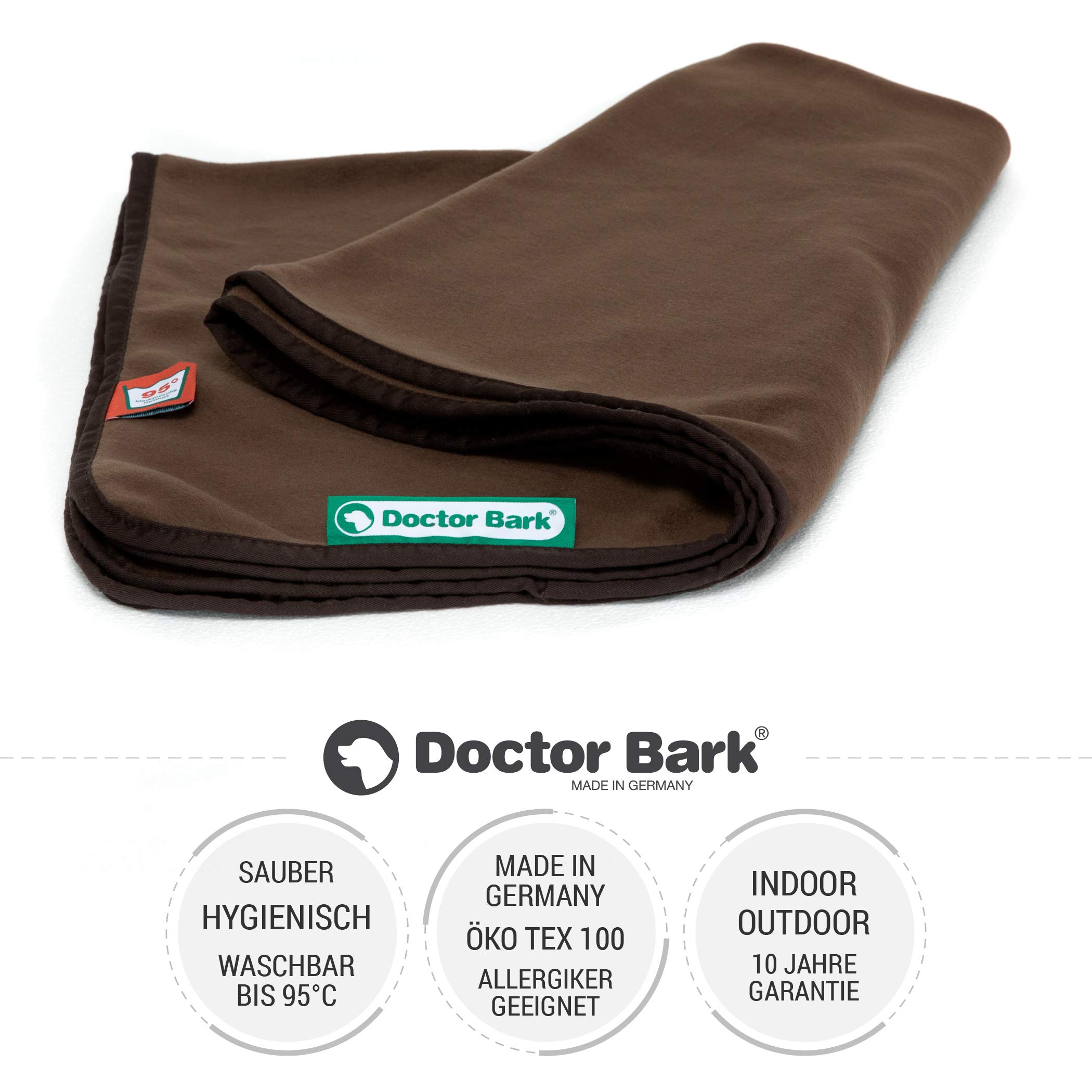 Doctor Bark Knuffelige hondendeken, wasbaar tot 95 °C, hygiënische, zachte fleecedeken voor bank en hondenbed, pluizige huisdierdeken, Made in Germany, L, 120 x 90 cm, bruin