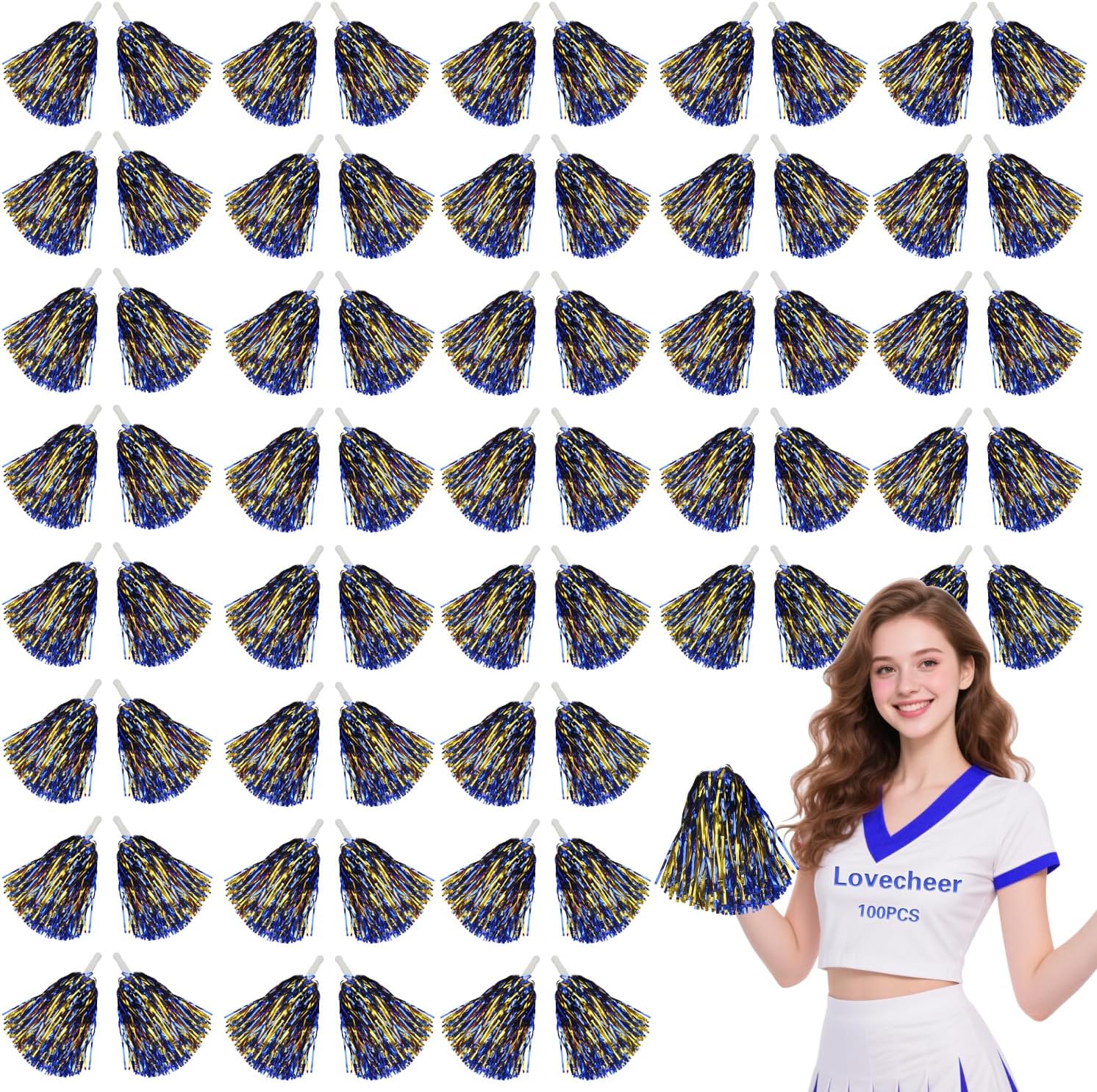 Lovecheer 24PCS/100PCS Pom Poms Cheerleading for Cheerleader Basketball Football Sport Team Spirit New Year Party Dance Cheering Performance