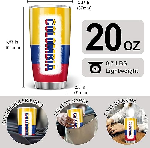 Miniatura 6 de Vaso personalizado de Colombia, diseño del mapa del continente del país, Colombia, con tapa, 20 onzas con texto, regalo único de cumpleaños,