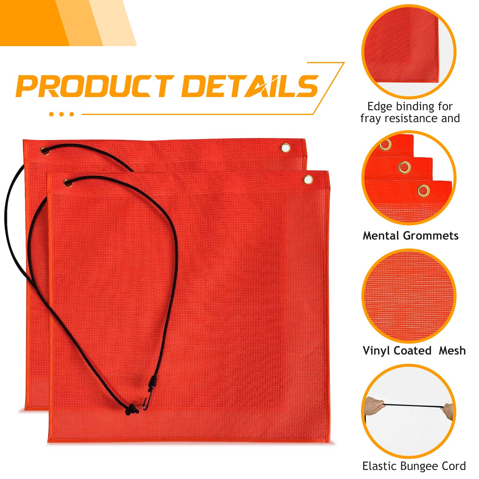 Pacify 4 banderas de seguridad de 18 x 18 pulgadas, bandera naranja