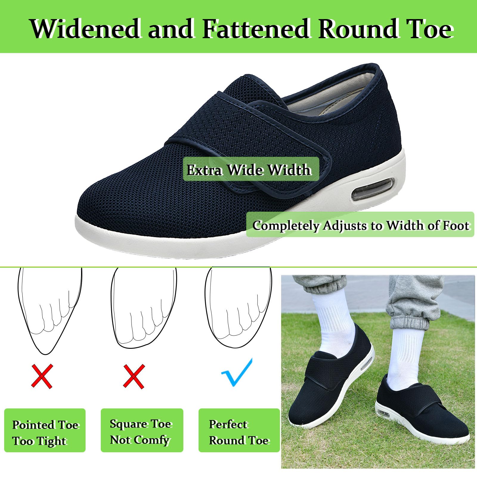 Scarpe diabetiche da Donna per Piedi gonfi, Scarpe da Ginnastica da Uomo per fascite Plantare, Scarpe da Ginnastica Leggere da Passeggio in Rete Traspiranti per diabetici, Anziani, Piedi gonfi,44.5EU
