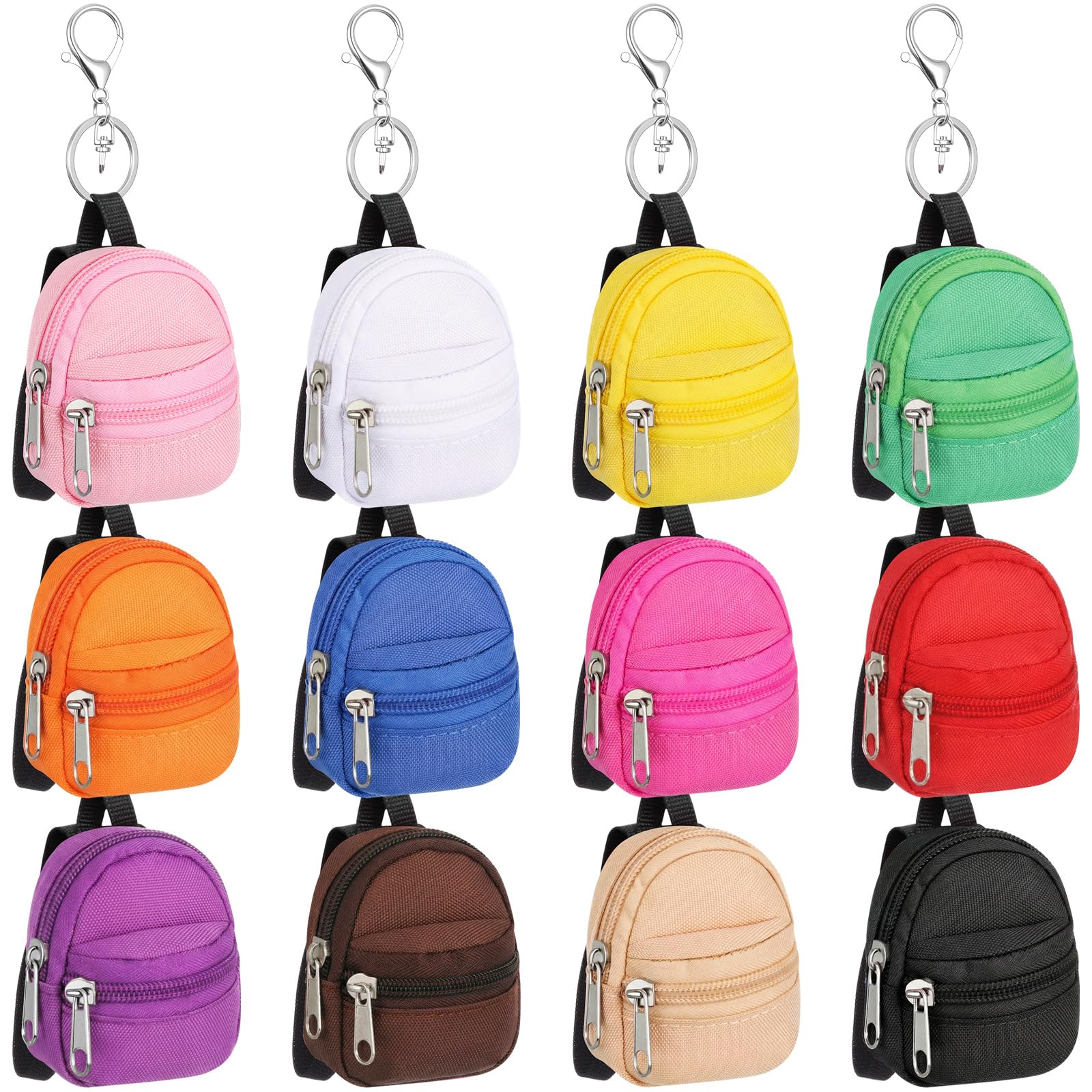 12 Pcs Mini Backpack Keychain Coin Purse Bulk Tiny Keychain Bag