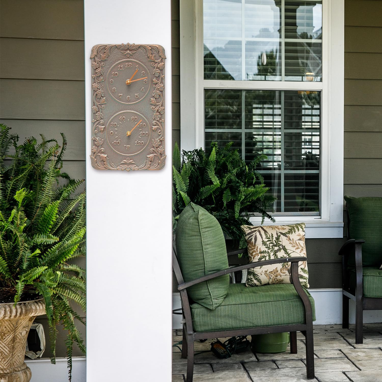 Whitehall Products Acanthus Combo Clock, Copper Verdi