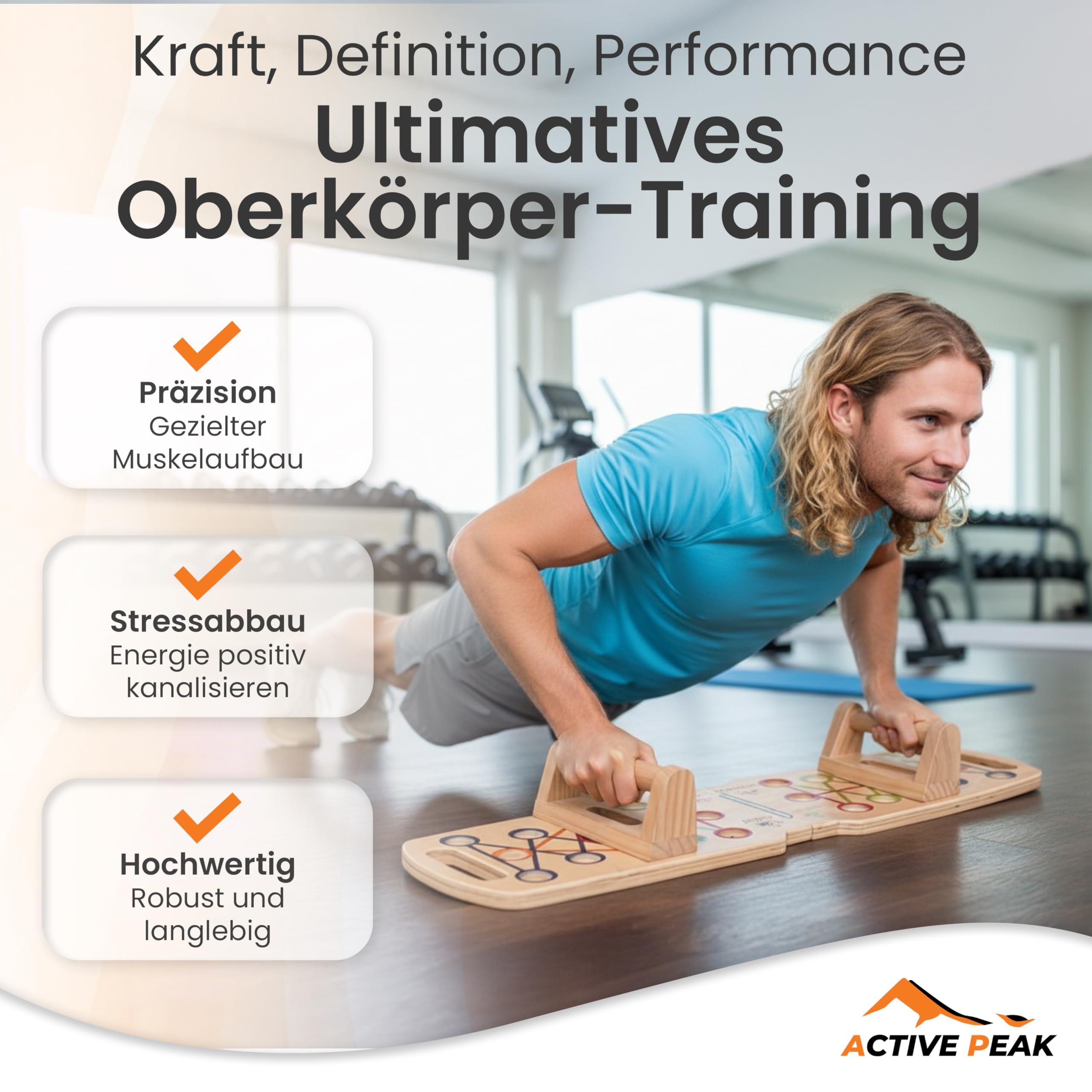 Push Up Board Holz 24-in-1 faltbares Liegestützbrett mit Griffen, Liegestützgriffe für Brust, Trizeps, Schultern & Rücken Push-Up Bar Trainingsgerät Liegestütze Brett für Zuhause Männer & Frauen