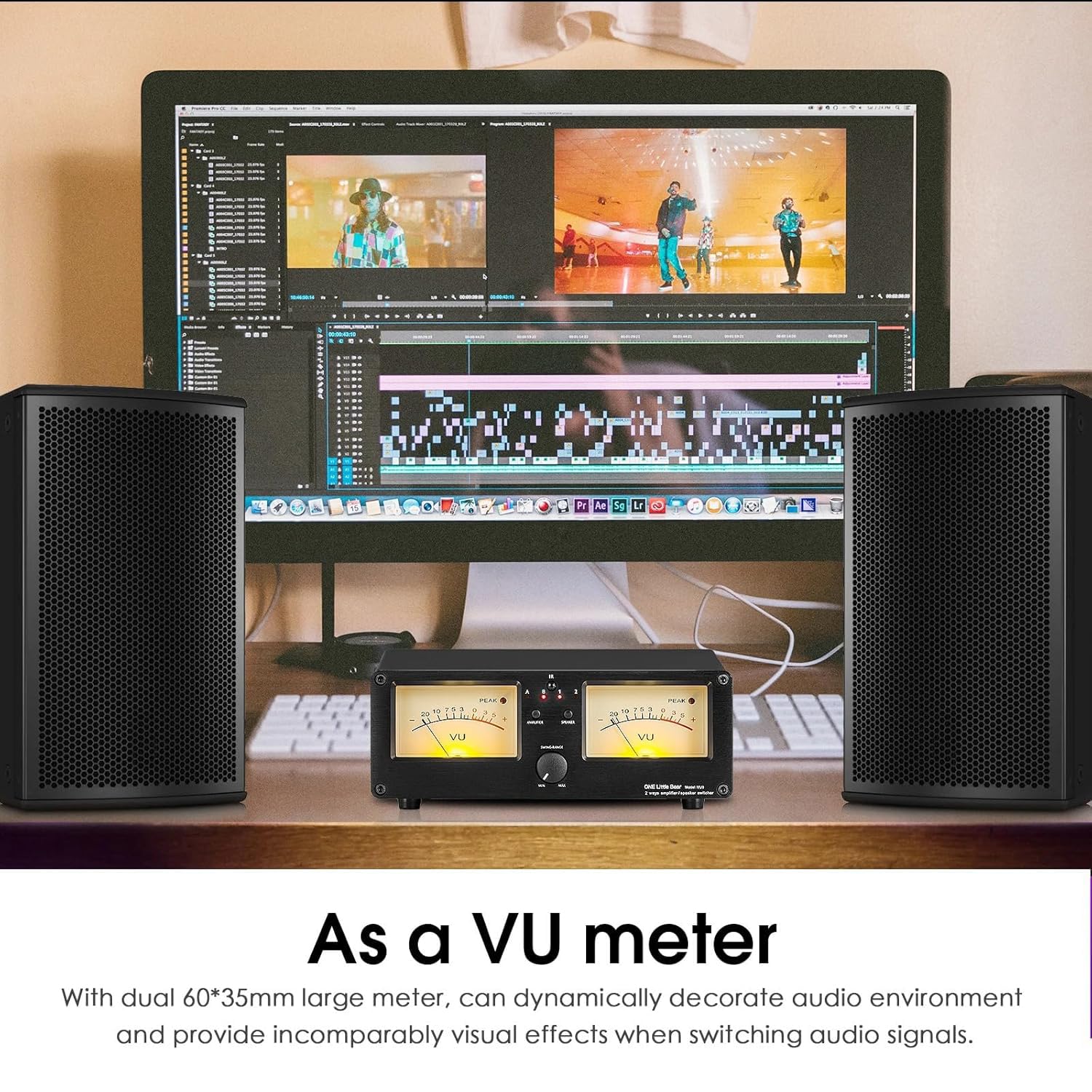 Commutatore Amplificatore/altoparlante VU3, Doppio VU Meter Analogico, 2 Set Di Uscite Di Commutazione Audio, 4 Livelli Di Retroilluminazione Regolabili, Distributore Audio, Decorazione Dinamica