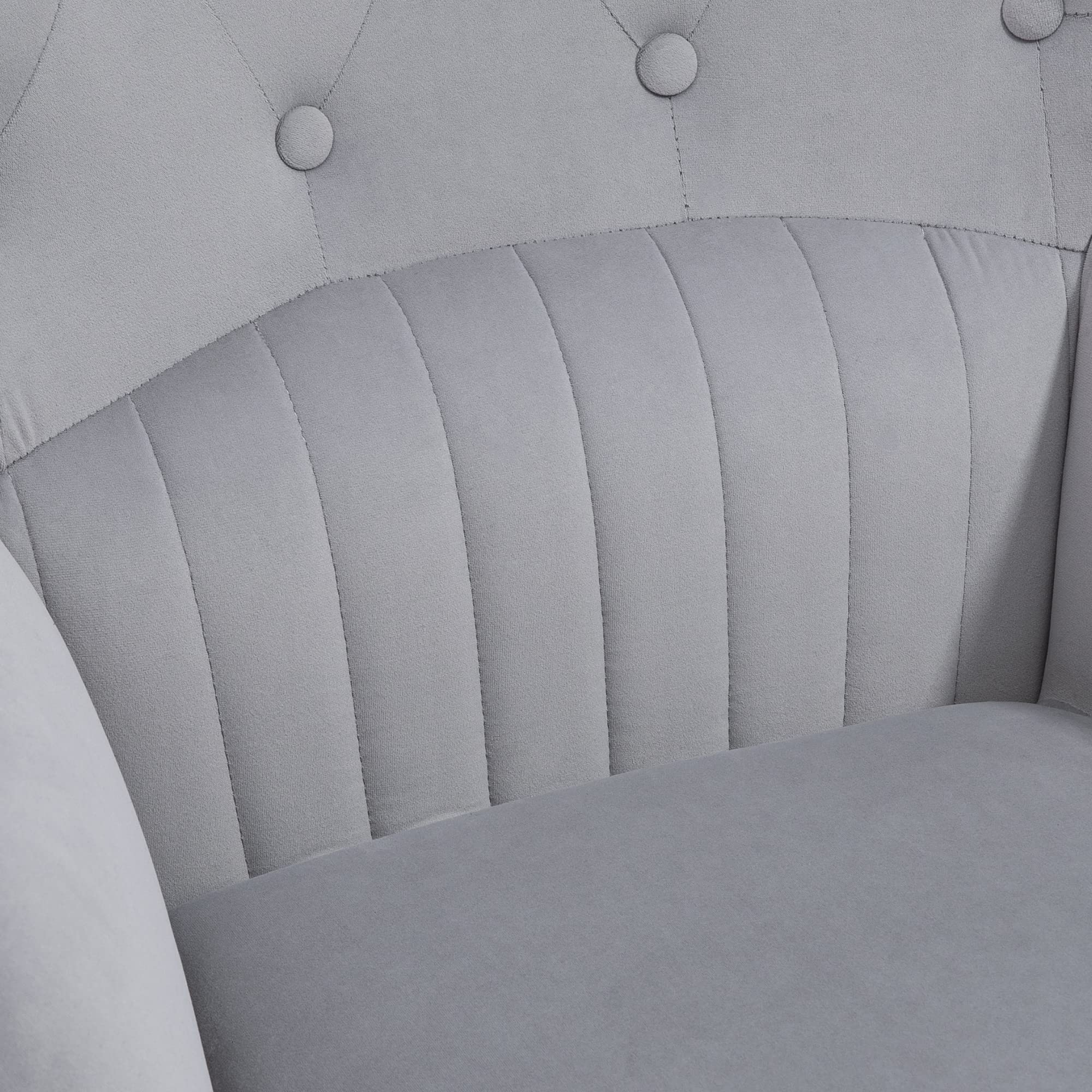 HOMCOM Sillón Individual Butaca de Dormitorio Butaca de Salón Tapizado en Terciopelo con Respaldo Alto Reposabrazos y Patas de Acero Estilo Moderno 68x72x103 cm Gris