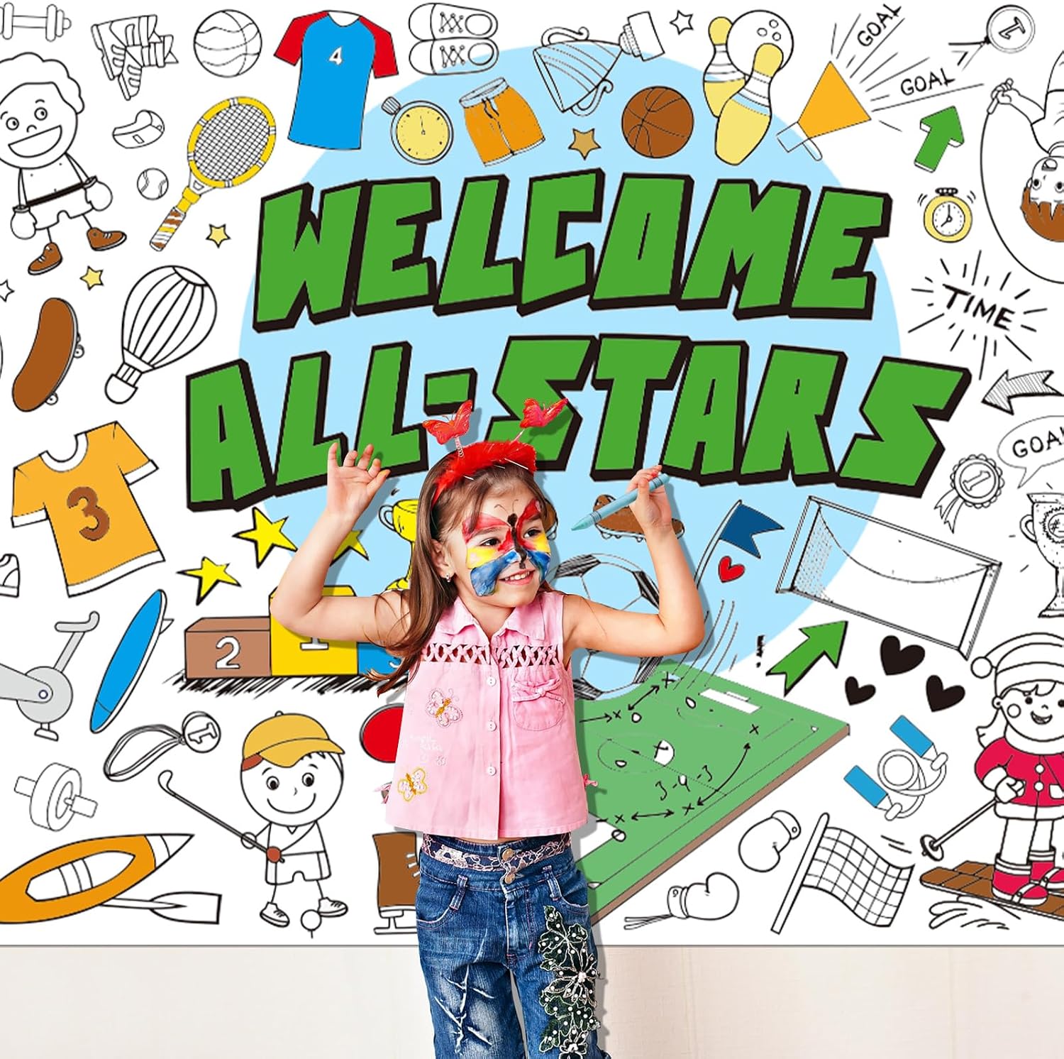 Affrolling Giant Coloring Poster Tablecloth Classroom Wall, Sport image 2