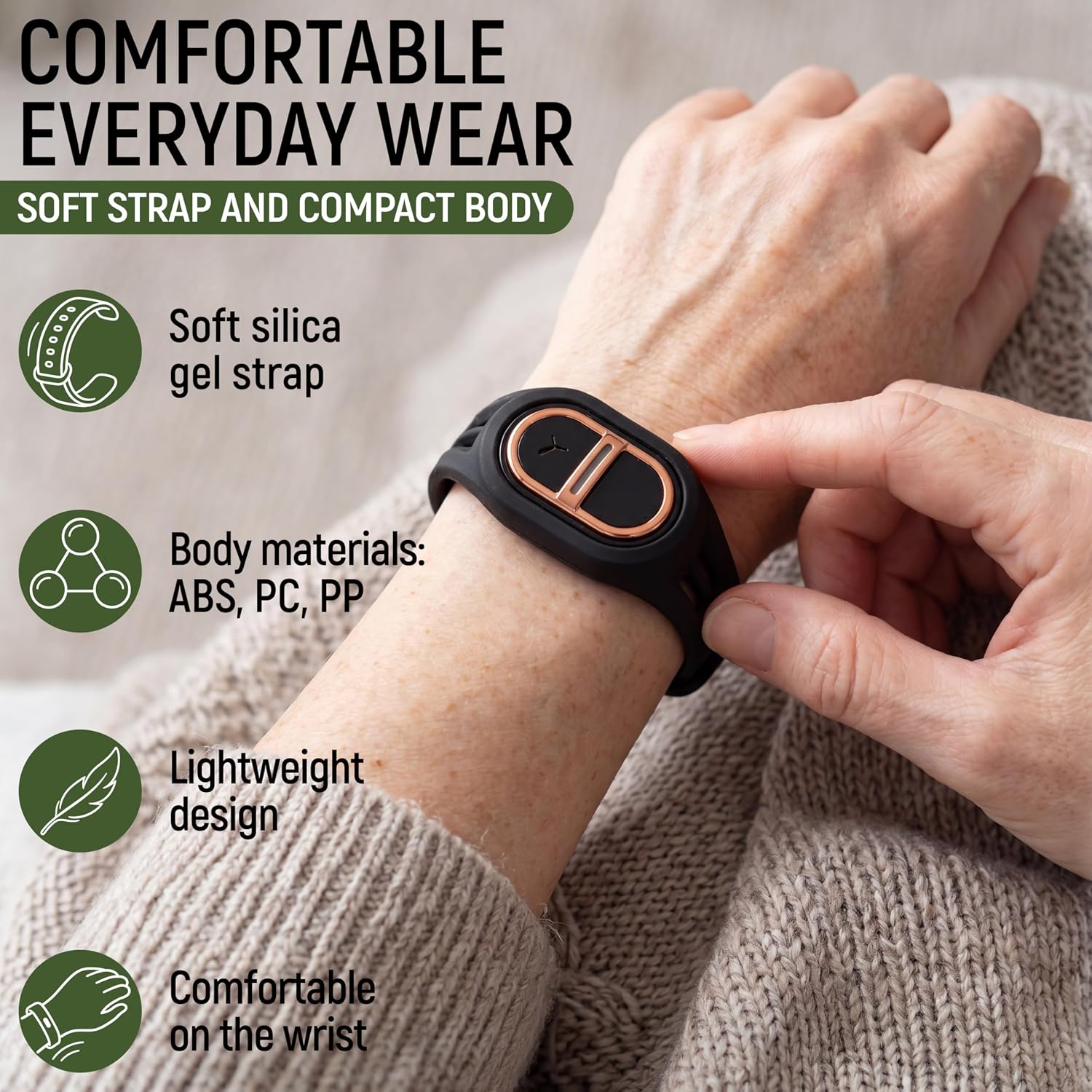 Ultrasonic Bracelets for Adults, Rechargeable USB Wristband with 6 Modes, IPX4 Water-Resistant, 300 mAh Battery, Removable Silicone Bands for All Family, Camping, Travel