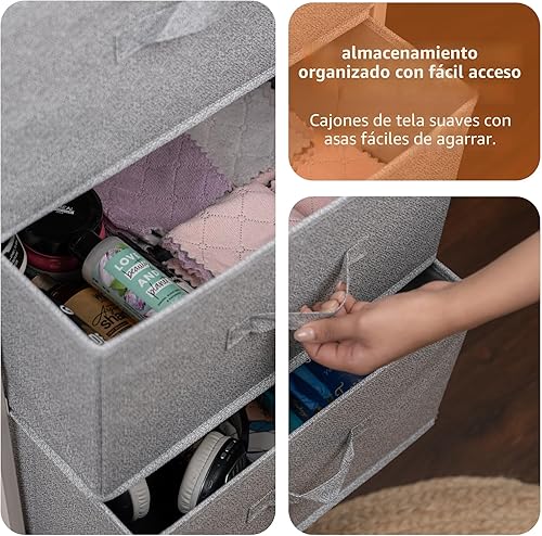 Vista 4 de Yaxa Basics - Organizador de tela con 4 cajones para armario, color blanco.