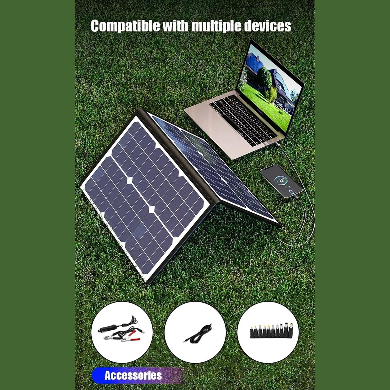 Dispositivo de carga solar portátil de 40 W, placa de celda plegable para viajes, camping, senderismo, portabilidad para camping