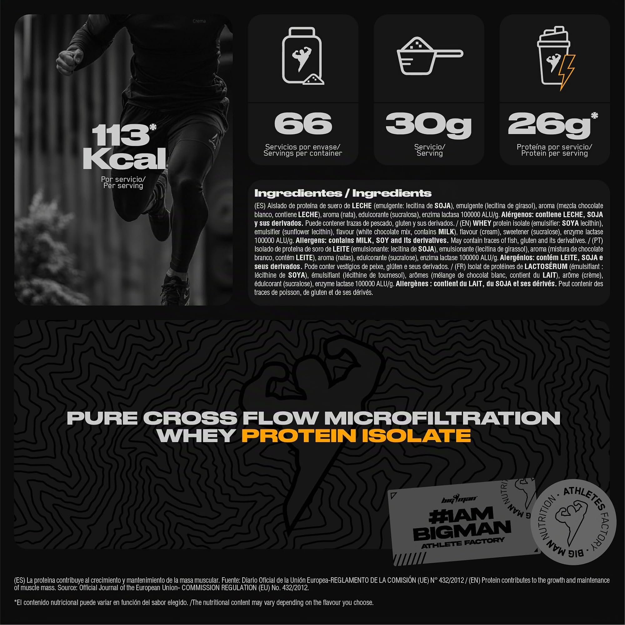 BigMan | Proteína Zero 2Kg (Cookies) 4,4 Lb | Proteína Isolate | Proteína Aislada | Proteína de Asimilación Rapida con Lactasa | Proteína Intolerantes Lactosa | Proteína 85% Maxima Calidad