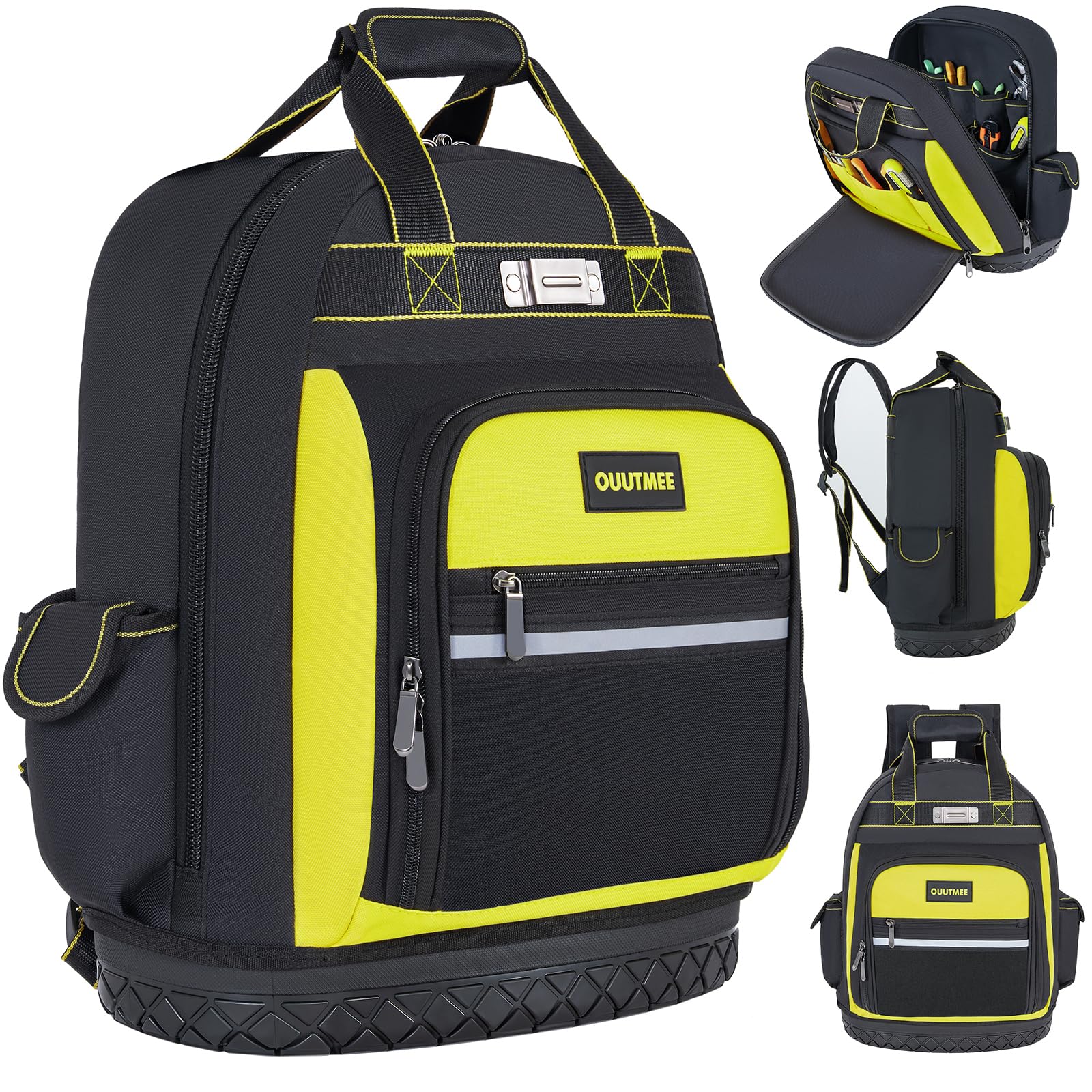 17 Inch Heavy Duty Tool Backpack Water Resistant Hard Bottom Multi Pocket 17 Inch Heavy Duty Tool Backpack Water Resistant Hard Bottom Multi Pocket