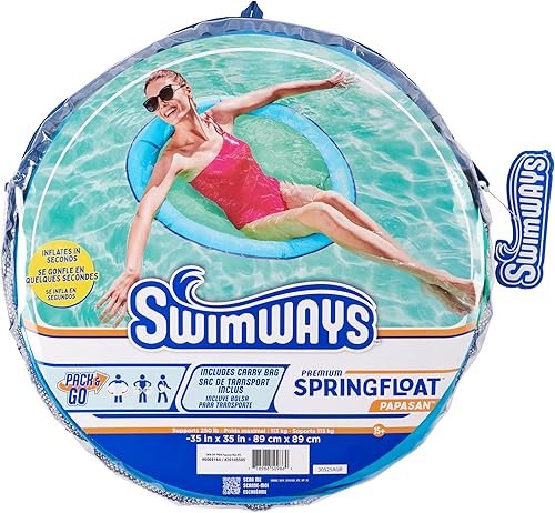 Miniatura 7 de SwimWays Spring Float Premium Papasan Pool Lounger, Inflatable Pool Floats Adult with Fast Inflation for Ages 15 & Up