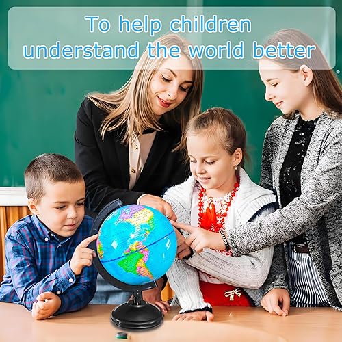 Miniatura 6 de Globo de mundo geográfico de 6 pulgadas, globos educativos para niños con soporte, decoración de globos decorativos giratorios del mundo, globo