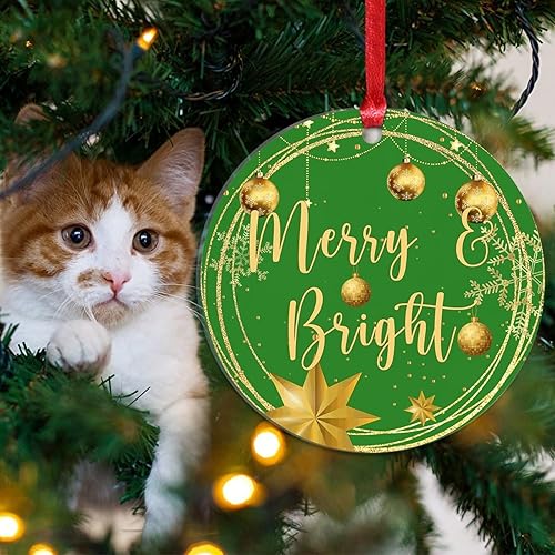 Vista 76 de Christmas Ornament Merry Christmas Y'all Ornament for Christmas Tree Decor Gold Snowflake Ball Wreath Xmas Tree Decorations 3in Acrylic Ornament