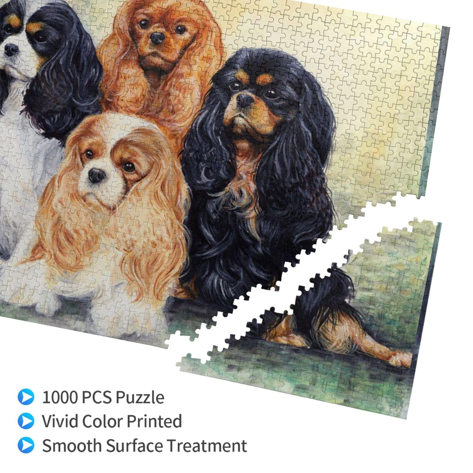 Gioco di puzzle per adulti, puzzle impegnativi, puzzle da 1000 pezzi, Cavalier King Charles Spaniel nero e dorato