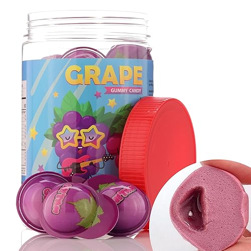 Miniatura 1 de Gomitas grandes rellenas de gelatina de 1.18 pulgadas, gomitas de caramelo de uva a granel, 17 gomitas de caramelo envueltas individualmente en