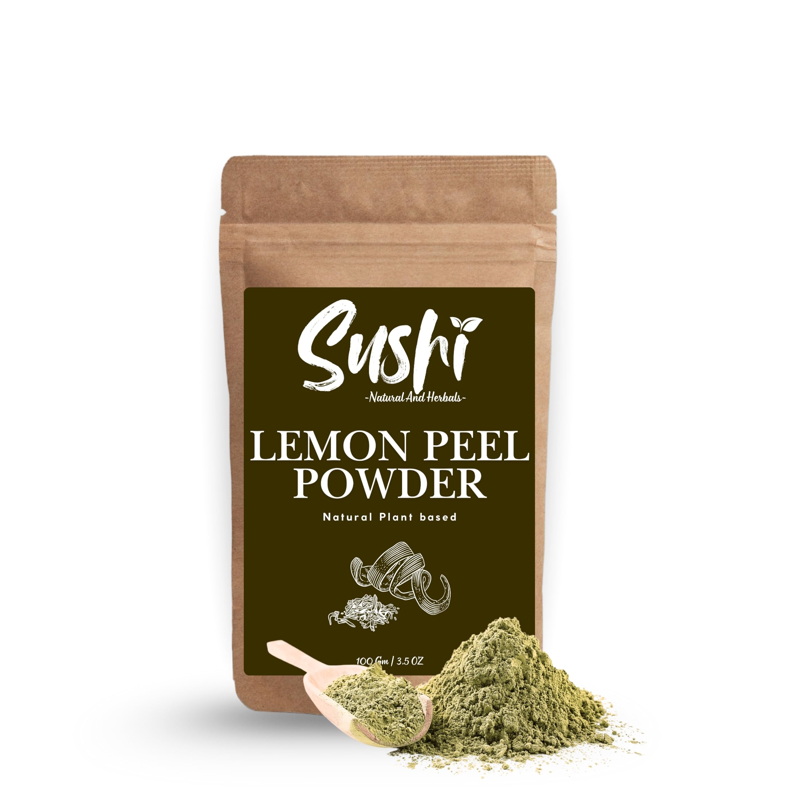 Sushi Lemon Peel Powder | 100% Pure & Organic | Natural Skin Brightening & Detox | Rich in Vitamin C & Antioxidants (Pack of 1 | 100gm)