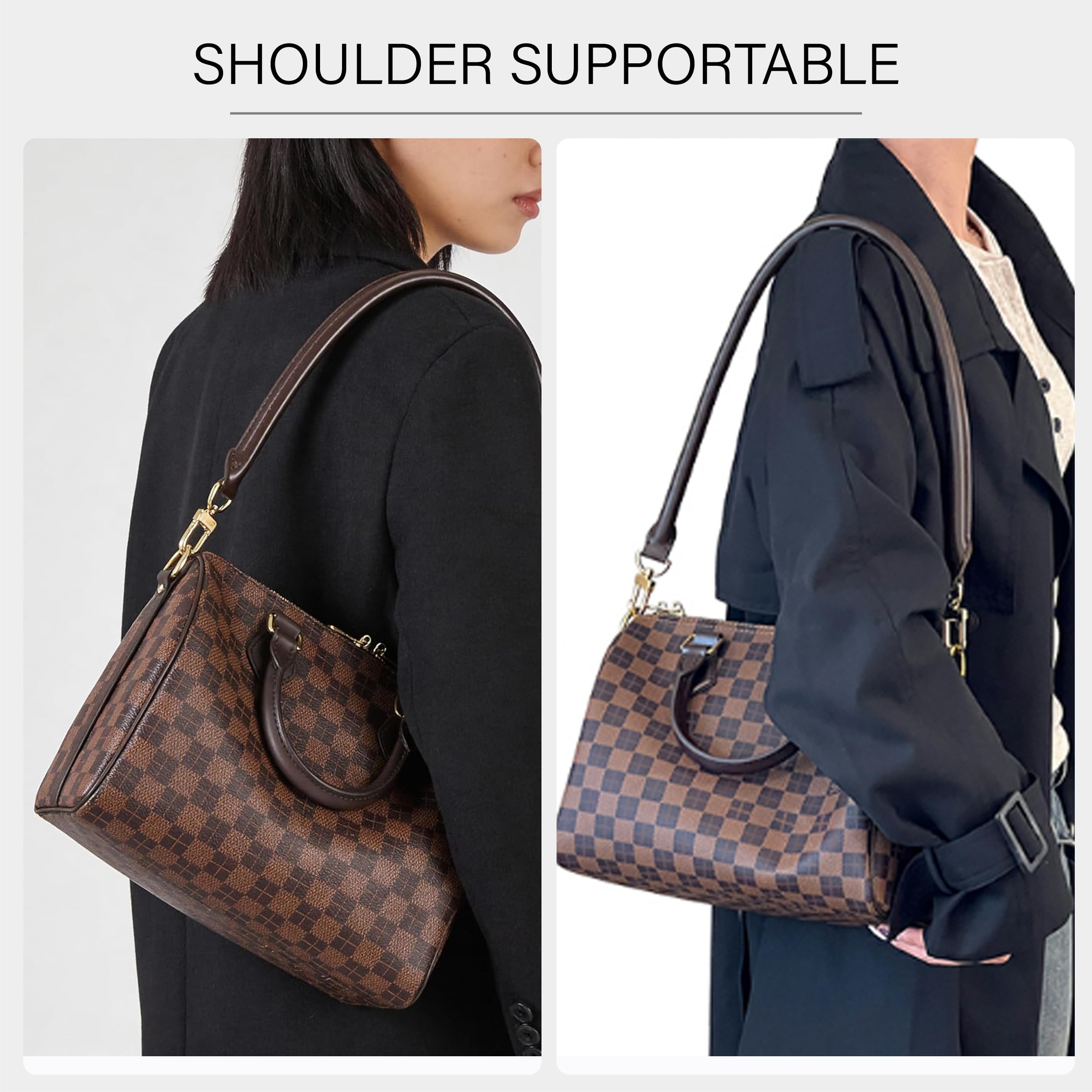 Vachetta gerollter Schultergurt aus Leder für Speedy, weiches Rindsleder, Ersatz für Lv Graceful Damier Speedy Bag, B: 1,8 cm, L: 70 cm, Braun