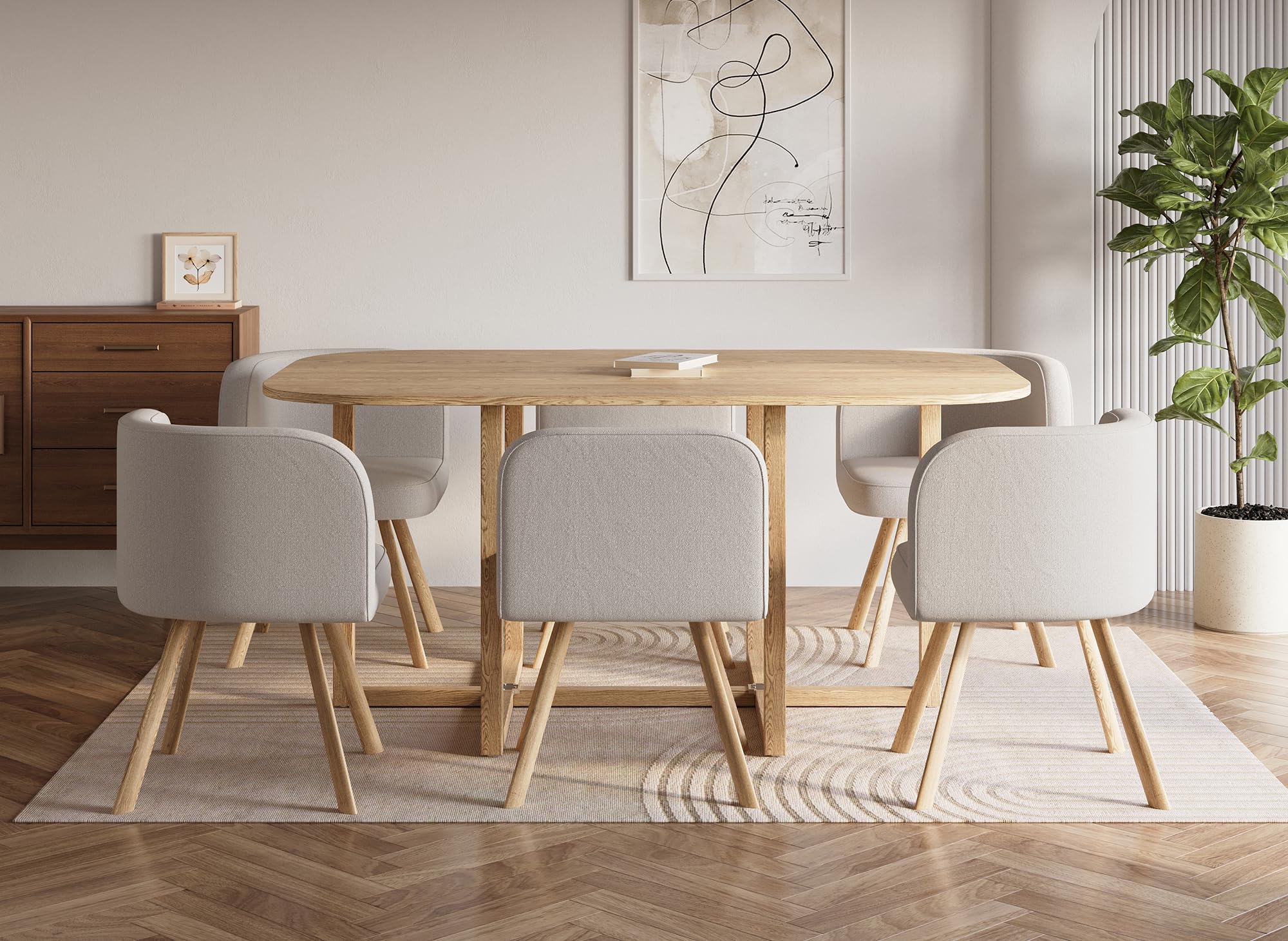 DecoInParis Ensemble Table + 6 chaises encastrables FLEN XL