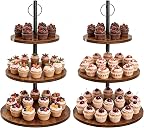 Wooden Cupcake Stand 2 Pack, Large Cupcake Tower Stand for 50 Cupcakes, 3 Tiered Wooden Serving Trays Stand, Soporte Para Cupcakes, Dessert Table Display