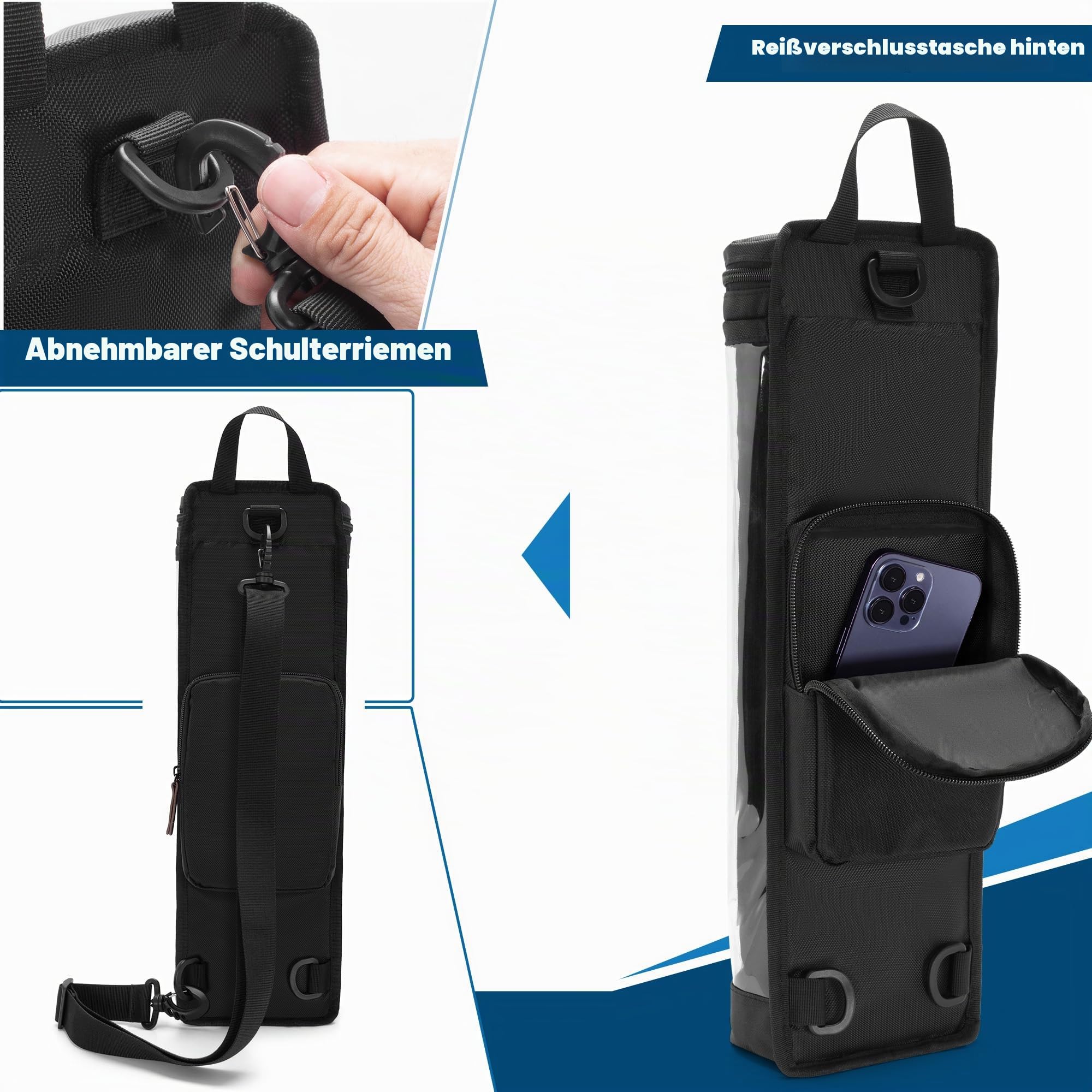 Rexmica Playmat Tube Case für 2 Stück, B 35,6 x L 61 cm, Spielmatte, Aufbewahrungsbehälter mit Stützscheibe, Würfelhalter und Schultergurt für TCG MTG Playmat