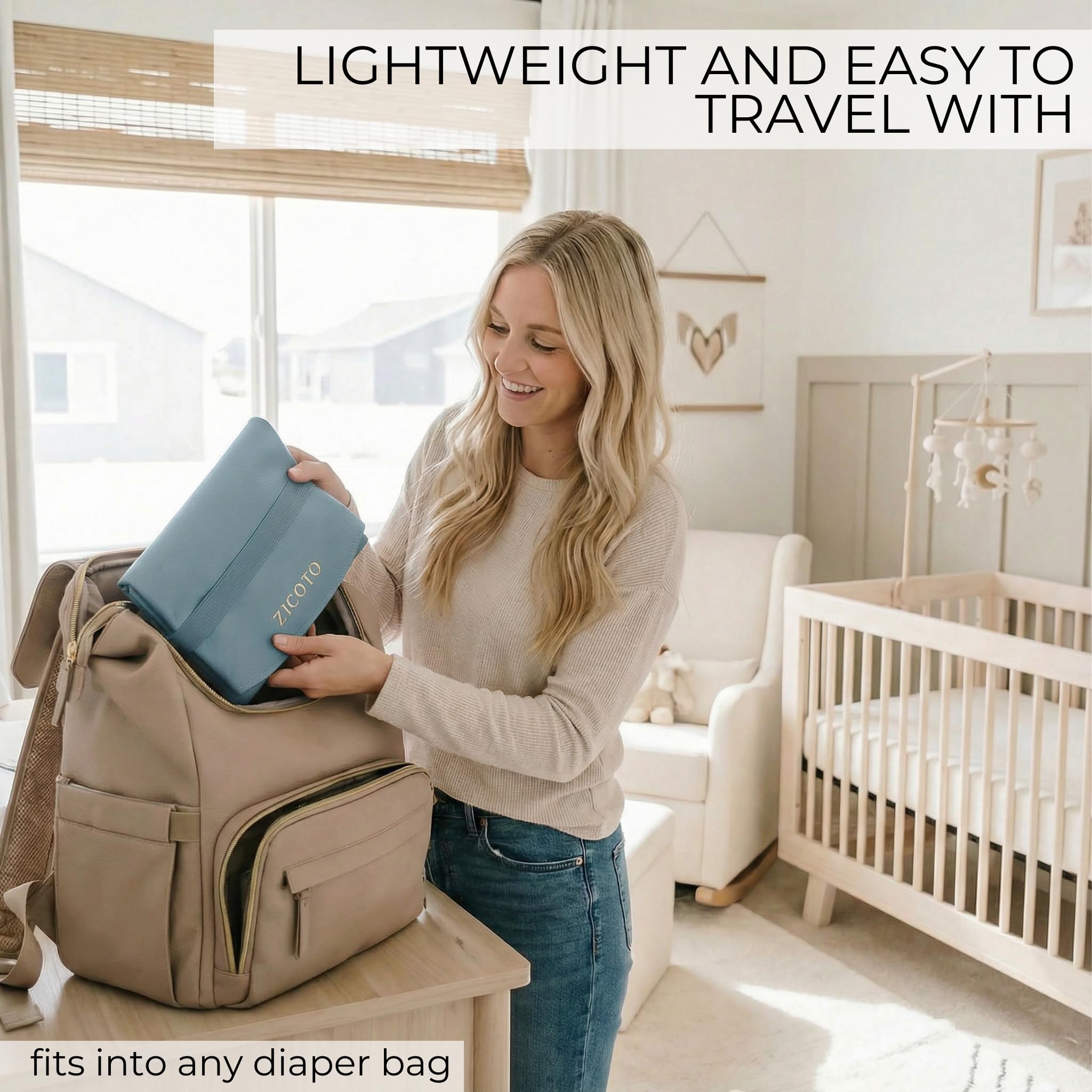 Beau matelas à langer portable – Facile à nettoyer et facile à nettoyer – Le parfait tapis à langer imperméable en cuir végétalien pour les voyages