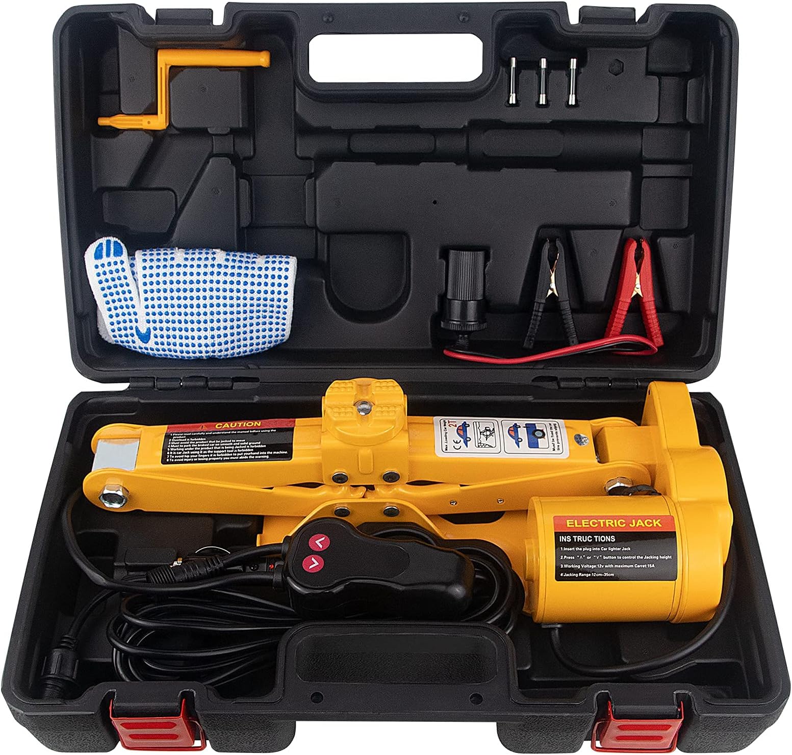 E-HEELP Simtamy Electric Car Jack 2 Ton 12V Electric Scissor Jack with Storage Box for Car SUV Tire Changes (Lifting rang: 4.72~14.72 inch)