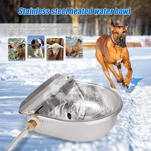 Miniatura 3 de Recipiente de agua con calefacción para perros al aire libre, gatos de raza grande, dispensador automático de agua para perros, llenado automático,