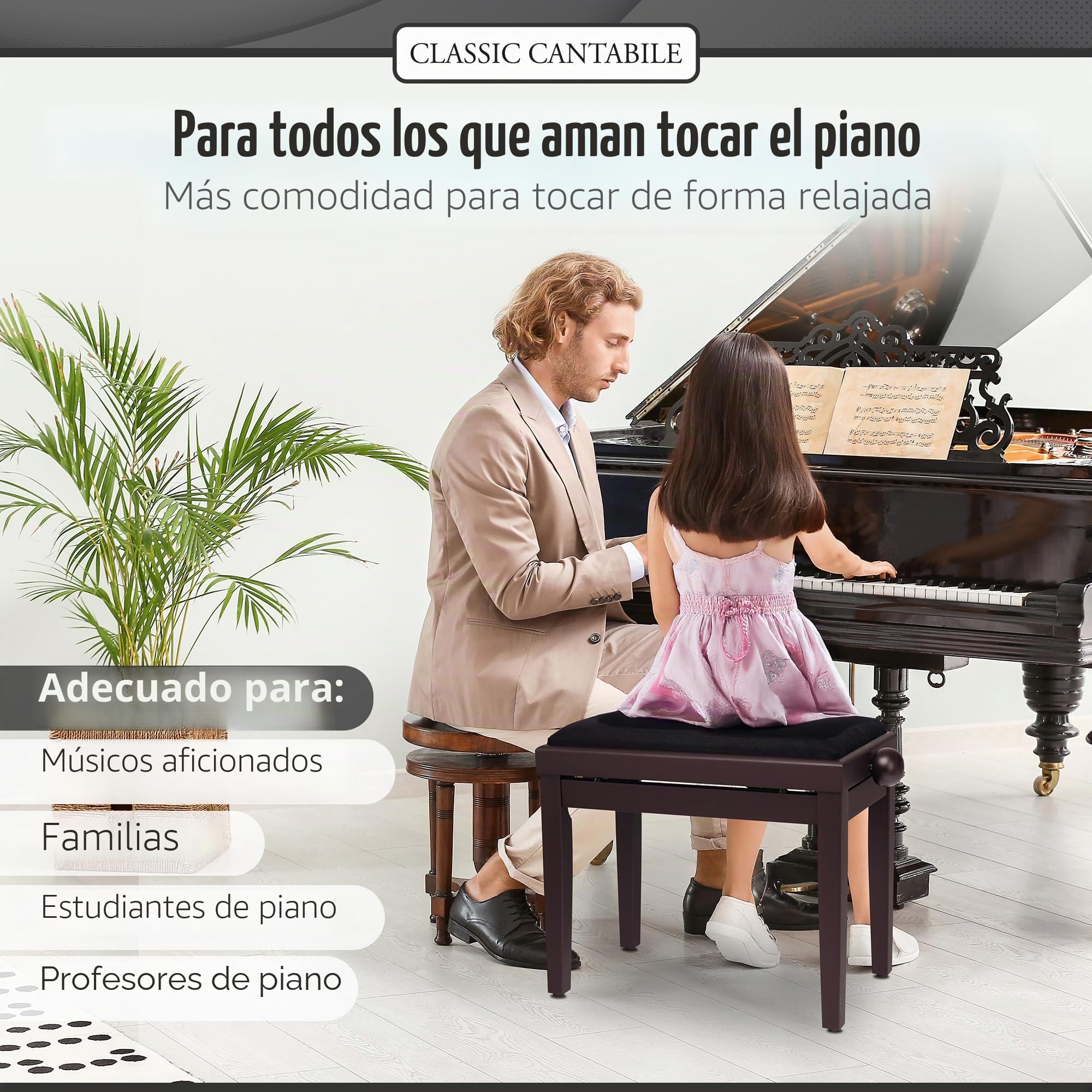 Classic Cantabile Banco para Piano Palisandro Mate