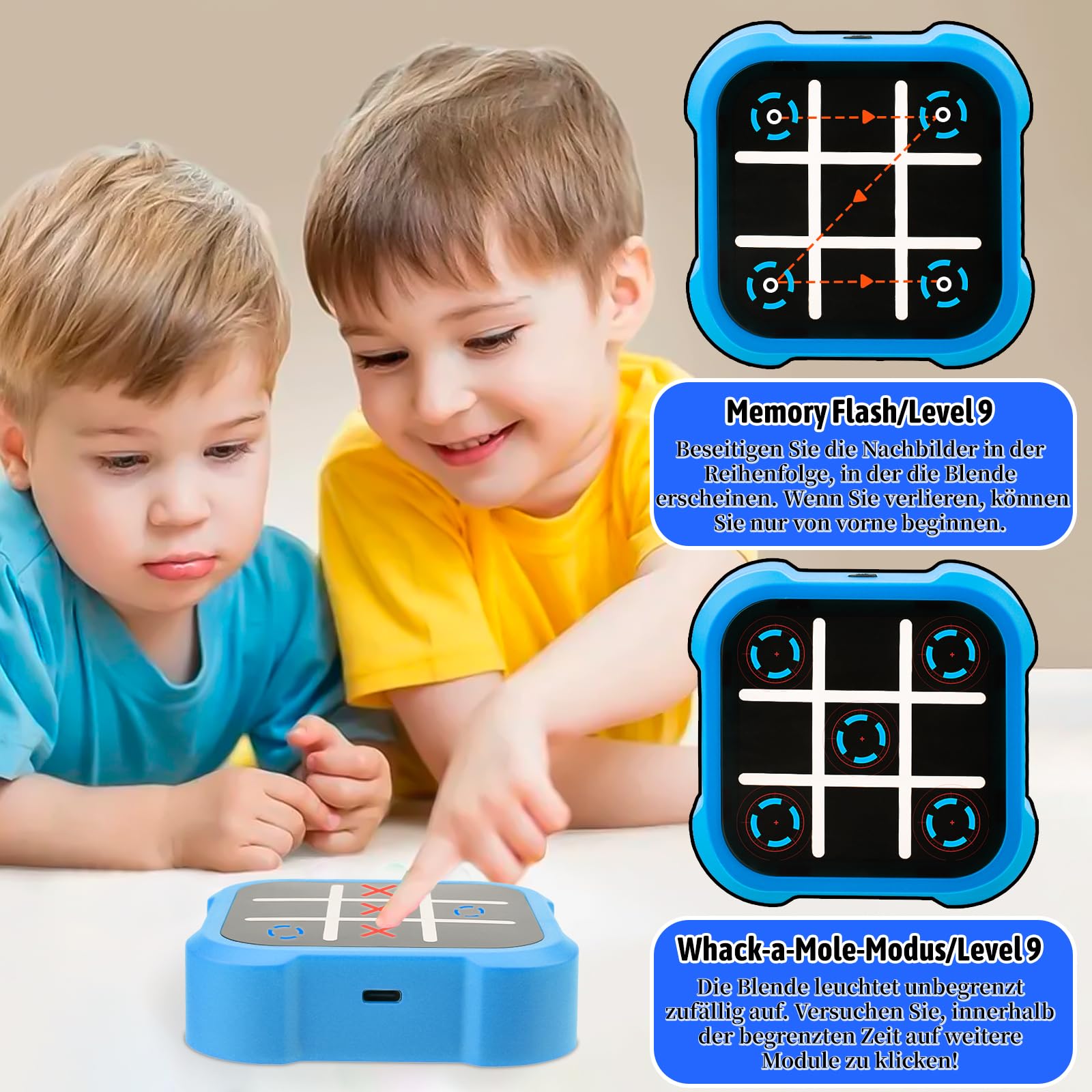 Electrónico Tic TAC Toe Bolt, Juegos de Viaje Portátiles 3 en 1, Juegos para Niños para Educación y Crecimiento de la Memoria,Juego de Fiesta Familiar, Regalos De Cumpleaños para Todas Las Edades.