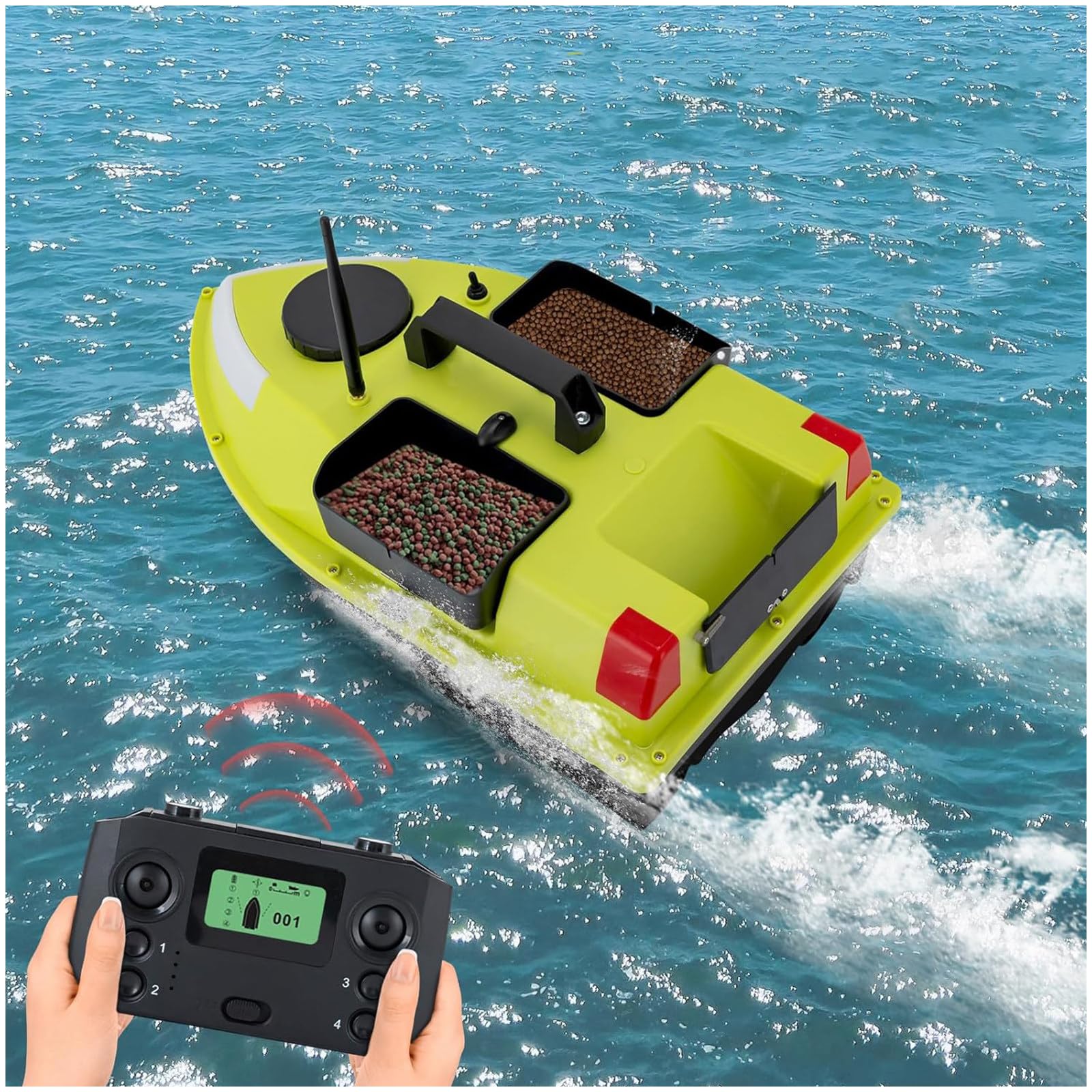 łódka Zanętowa, GPS RC łódka Zanętowa z Pilotem 600 m, ładowność 2 kg, Bateria Litowa 12000 mAh, z Lampką Nocną LED