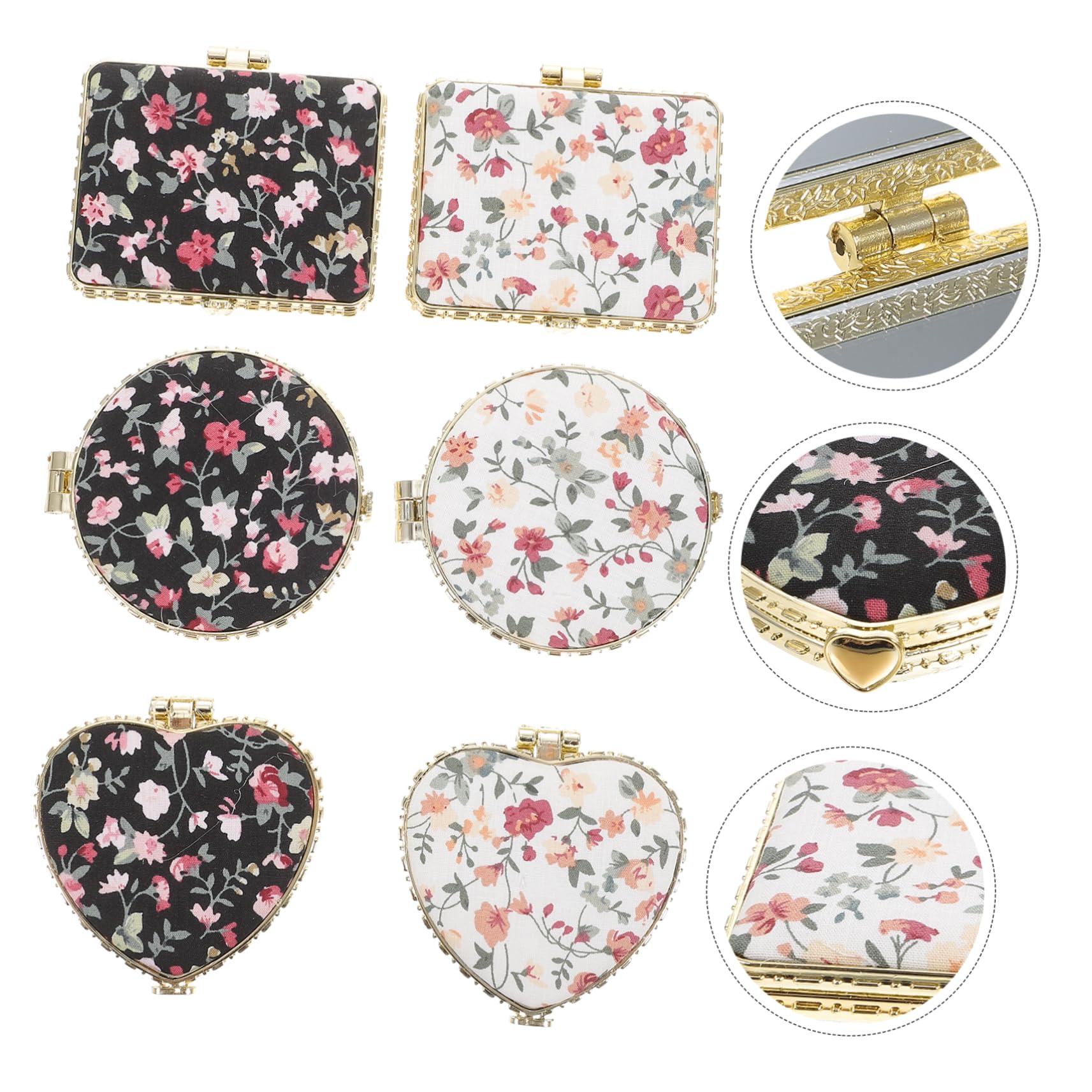 SHERCHPRY 2 Set Specchietto Viaggio Compatto Mini Borsa Doppia Faccia Portatile Per Donne E Ragazze Design Retrò Vari E Colori 6 Pezzi*2