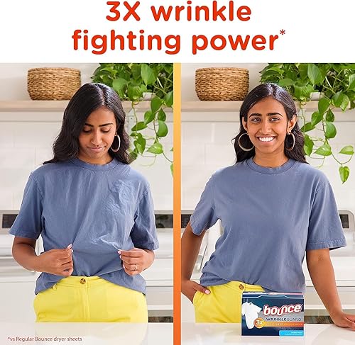 Miniatura 3 de Bounce WrinkleGuard - Hojas para secadora mega, 180 unidades, hojas suavizantes de tela antiarrugas con aroma fresco al aire libre