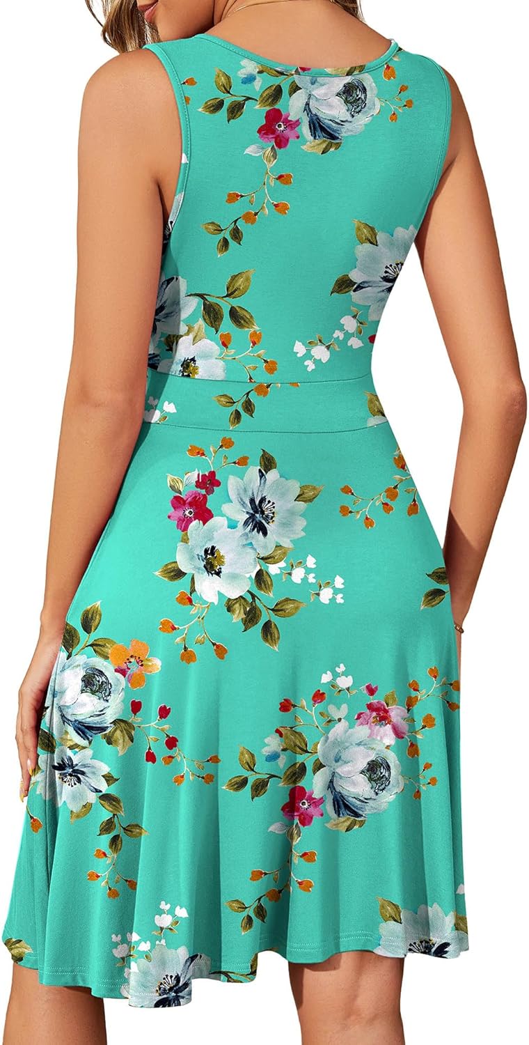 WEACZZY 2025 Womens Wrap V Neck Sleeveless Summer Dresses Beach Holiday Tank Dress Flowy Casual Sundress with Pockets - Image 4