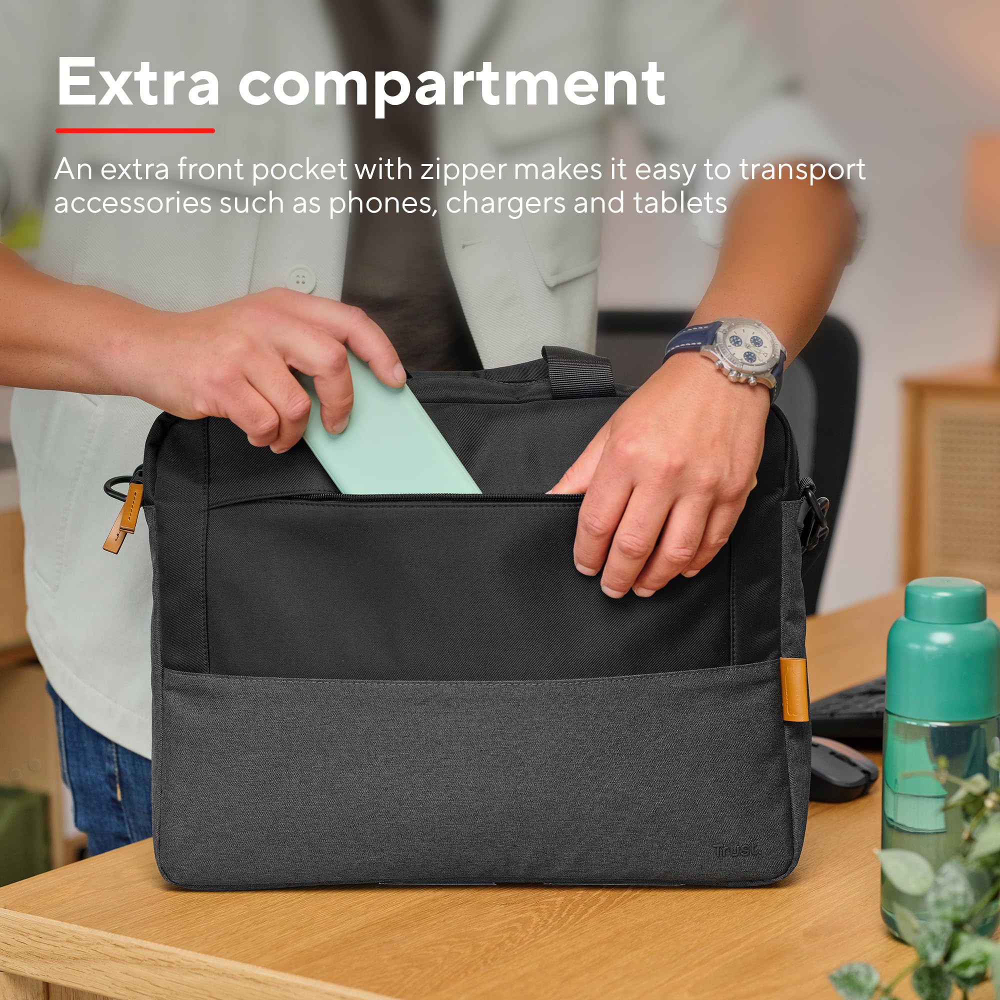 Trust Lisboa Laptophülle Für 16 Zoll Laptops – Aus Recycelten PET-Flaschen, Stoßsicher, Blau