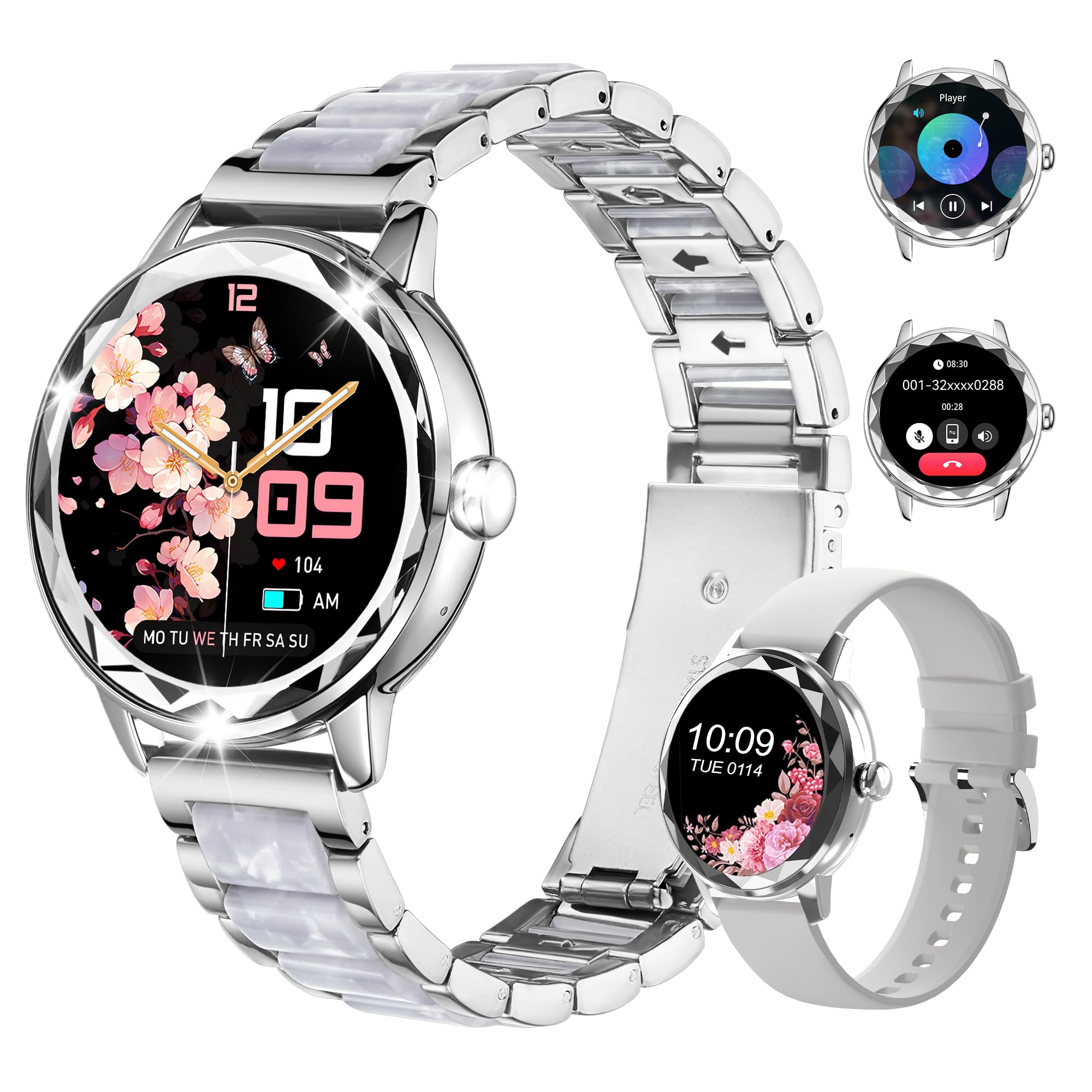 Homailida Smart Watch for Women with Make/Answer Call, 1.2" Adjustable Fitness Watch with Heart Rate Sleep Monitor Female Cycle and 100+ Sports Modes