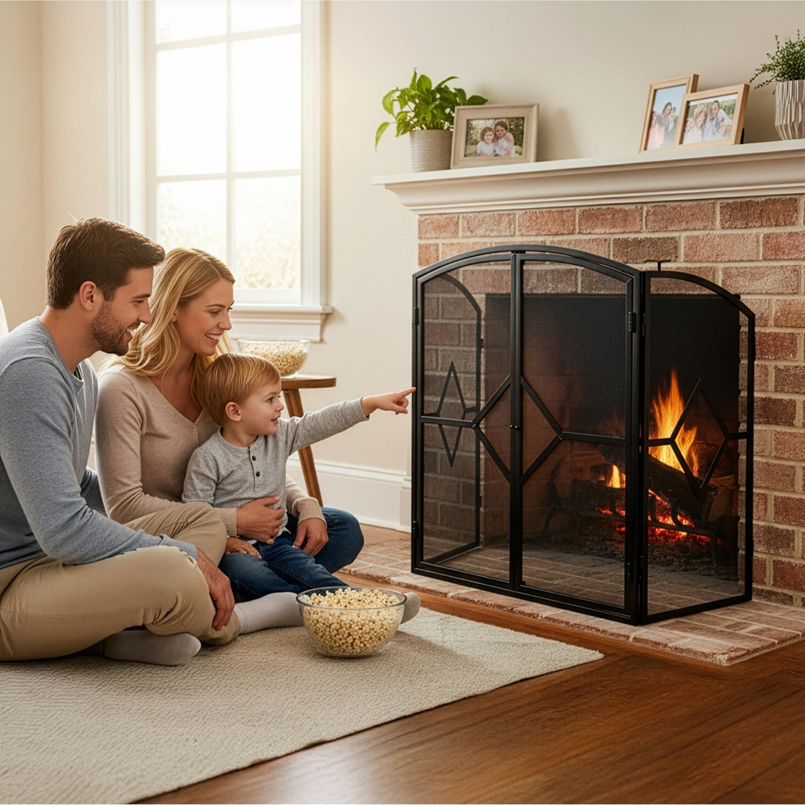 Relaxdays Rete parascintille, griglia per caminetto con Porta, HxLxP: 80 x 197 cm, Sicurezza