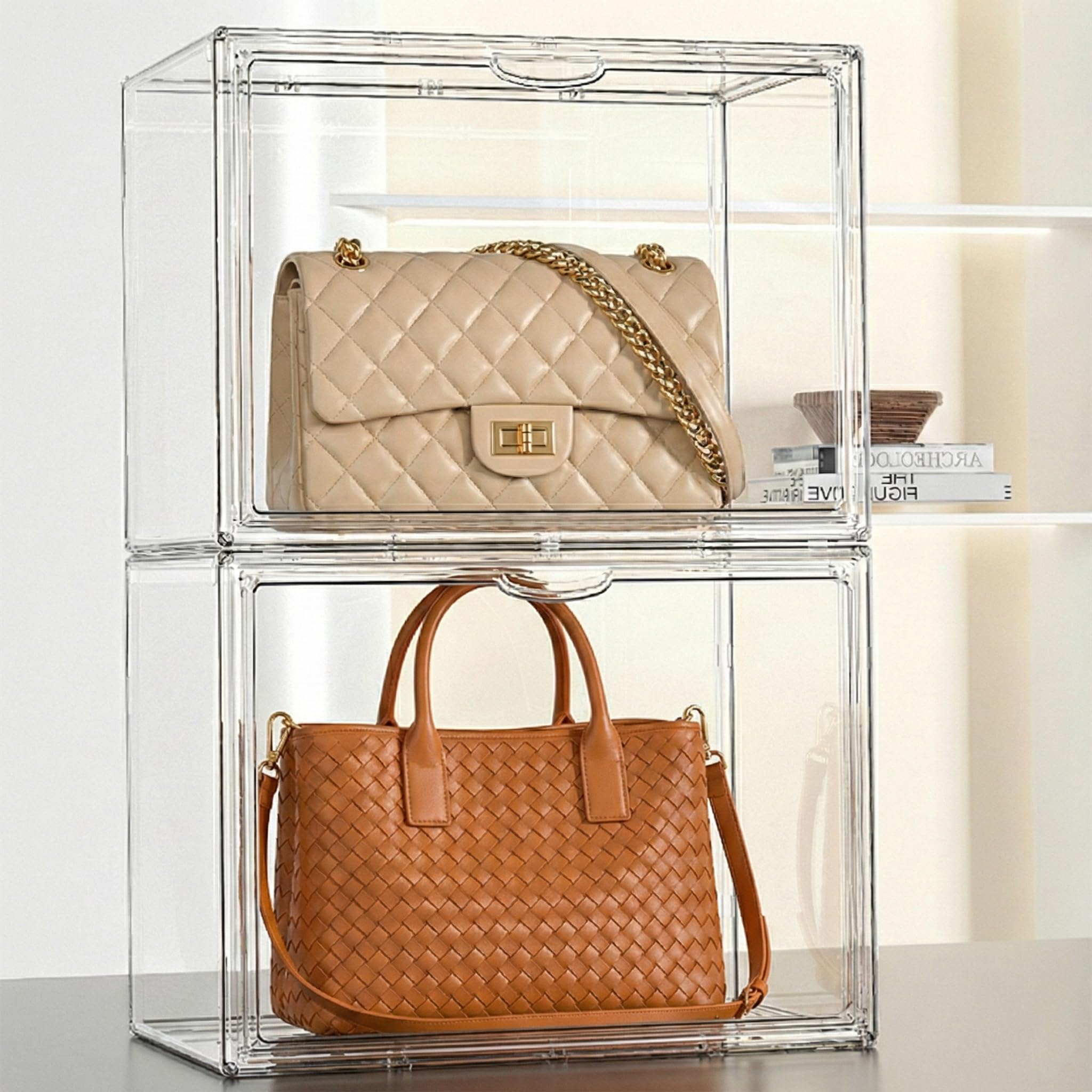 Bostar Vitrine Acrylique pour Collection, Boîte de Rangement Transparente Anti-Poussière avec Porte Magnétique et Panneaux Amovibles, Showcase pour Mini Figurines, Objets de Collection (40x30x25cm)